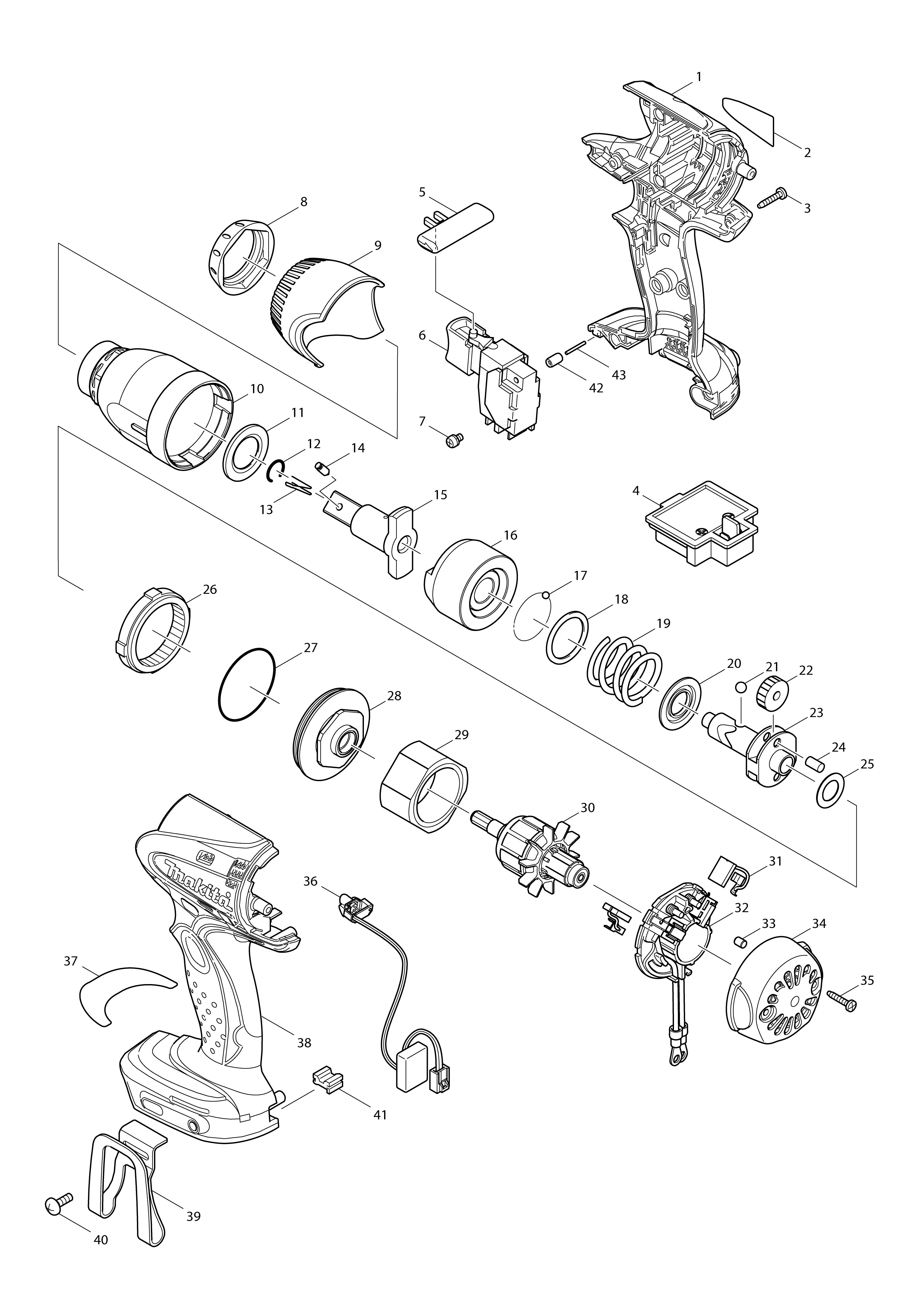 Vue éclatée Makita BTW251#01