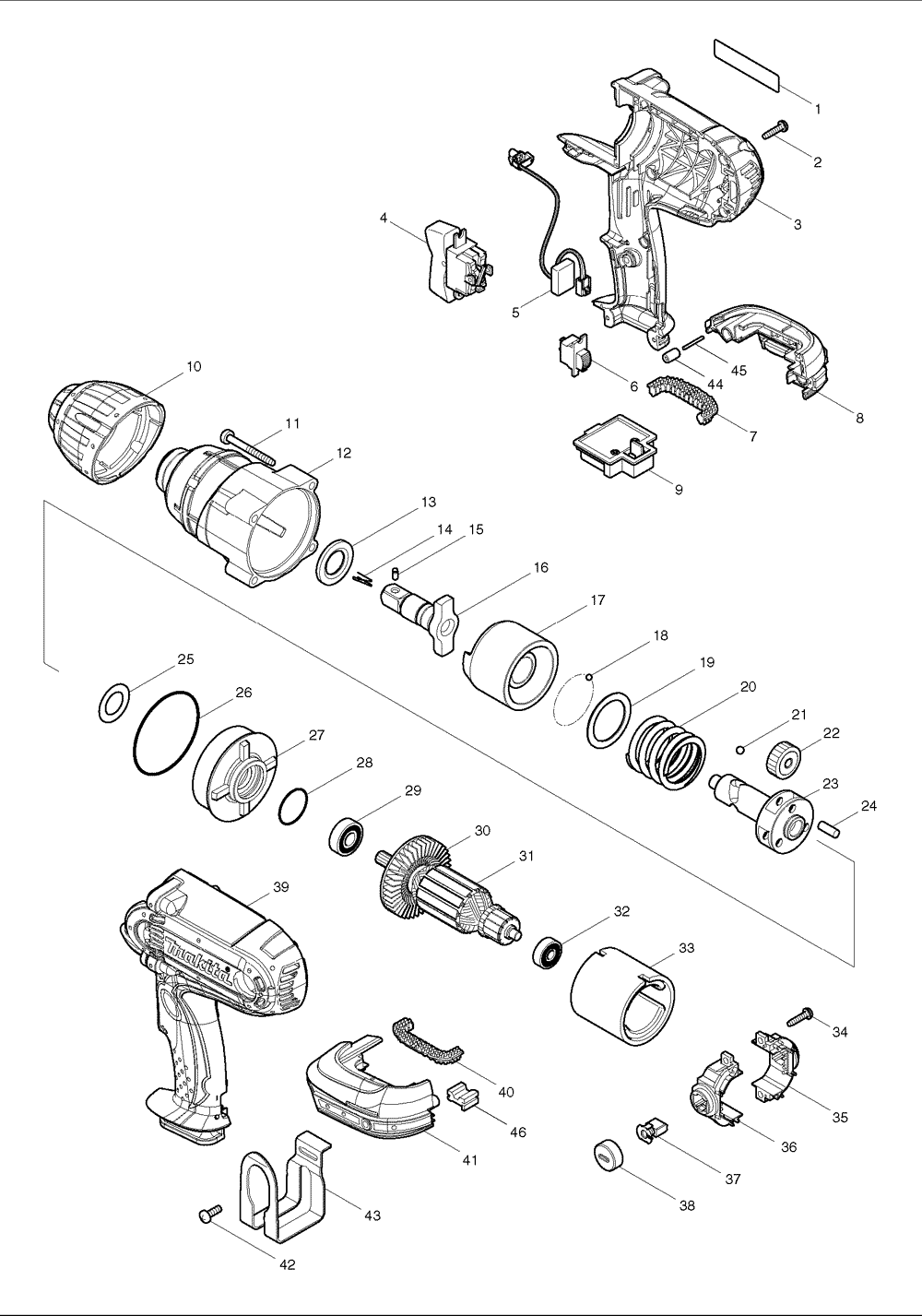 PIECES DETACHEES BOULONNEUSE A CHOC MAKITA BTW450RFE - Pièces