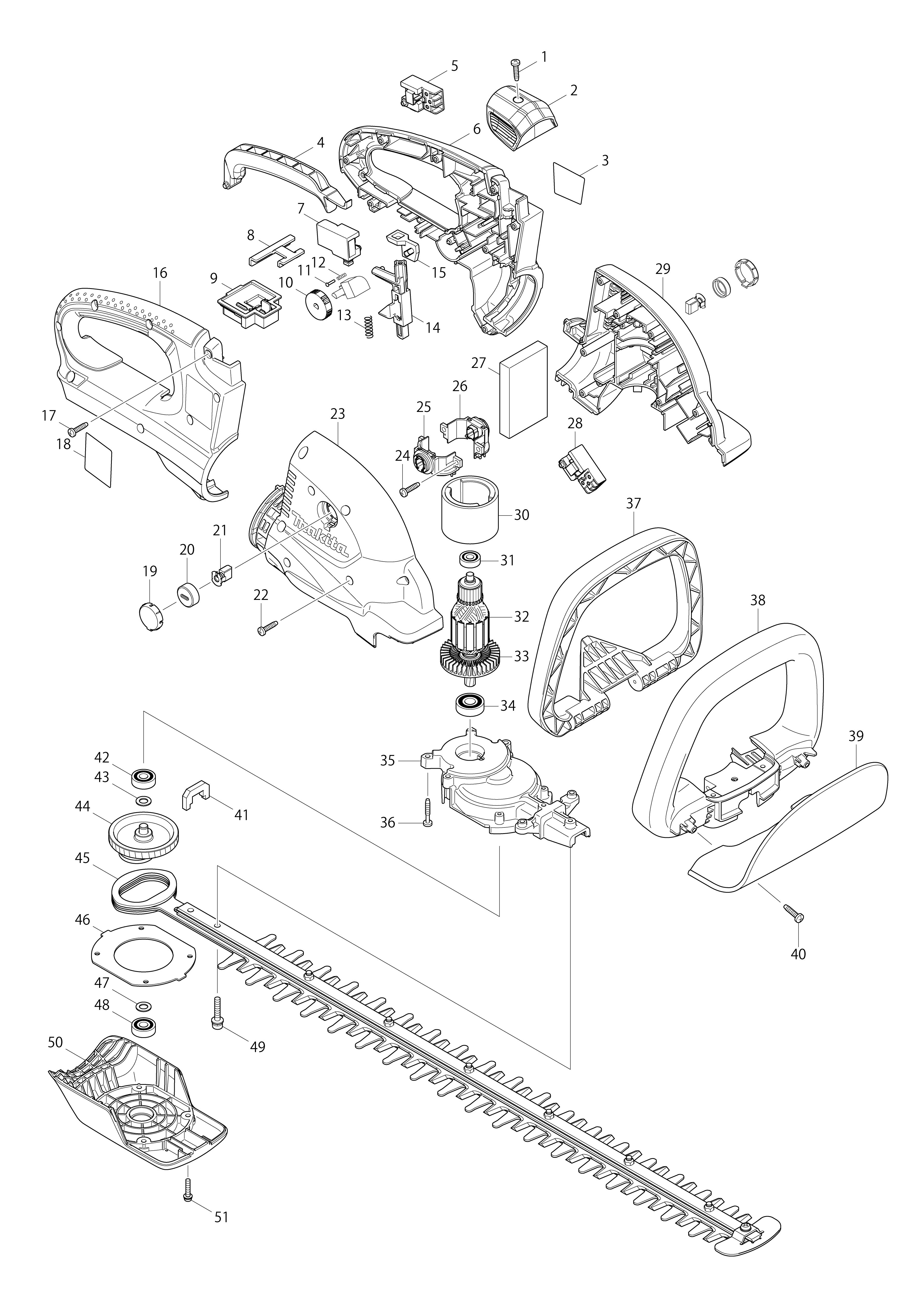 Vue éclatée Makita BUH650#01