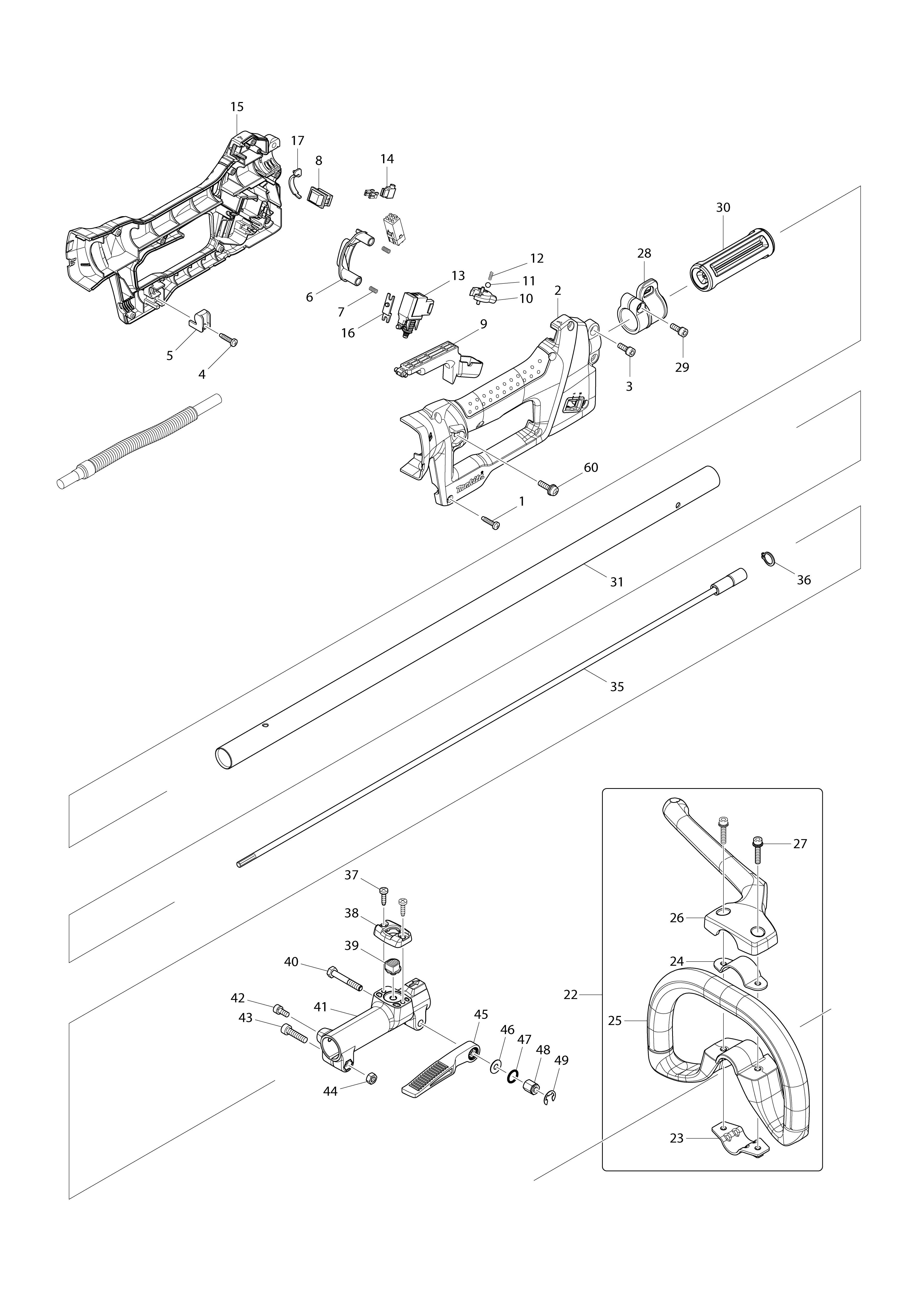 Vue éclatée Makita BUX361#01
