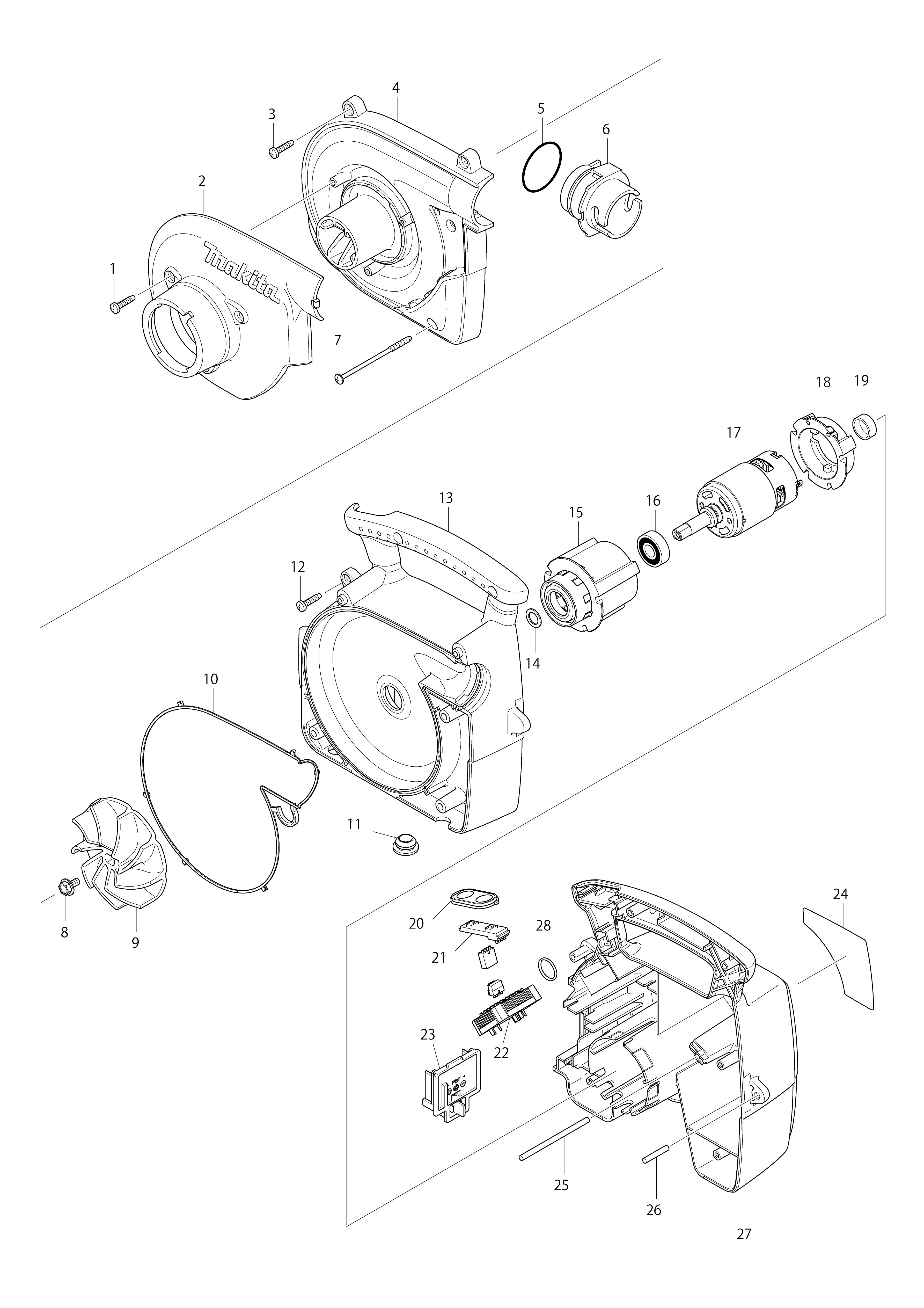 Vue éclatée Makita BVC350#01