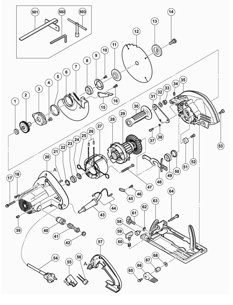 PIECES DETACHEES SCIE CIRCULAIRE  HITACHI C6MFA