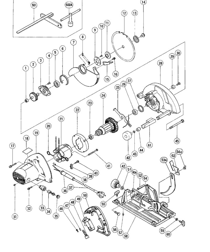 PIECES DETACHEES SCIE CIRCULAIRE  HITACHI C8U
