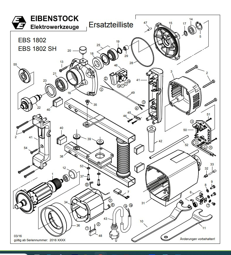 PIECES  DETACHEES  SURFACEUSE DIAM INDUSTRIES EIBENSTOCK EBS 1802