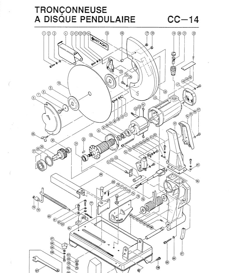 PIECES DETACHEES TRONCONNEUSE A DISQUE HITACHI CC14SE