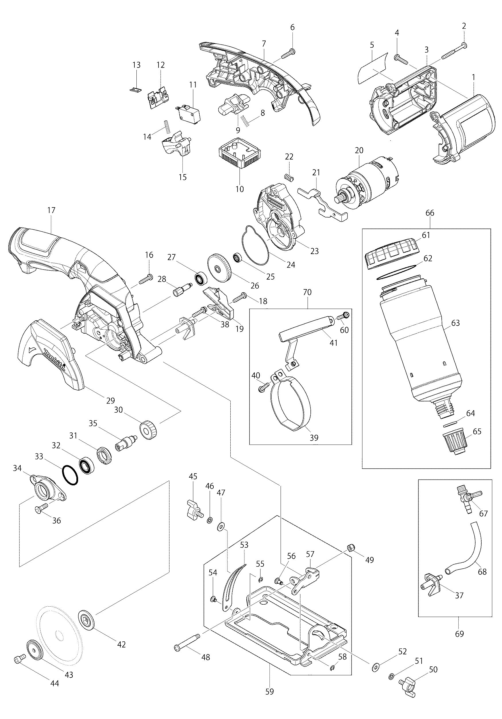 PIECES DETACHEES SCIE A DIAMANT  MAKITA CC300DWE