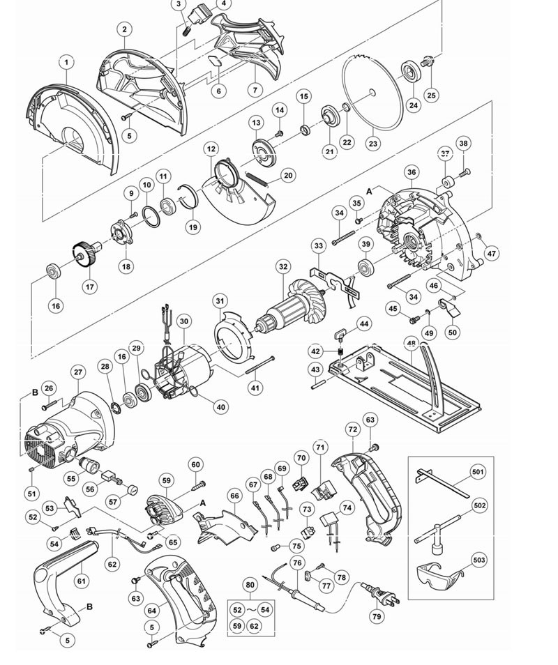 PIECES DETACHEES SCIE CIRCULAIRE A METAUX HITACHI C7SA