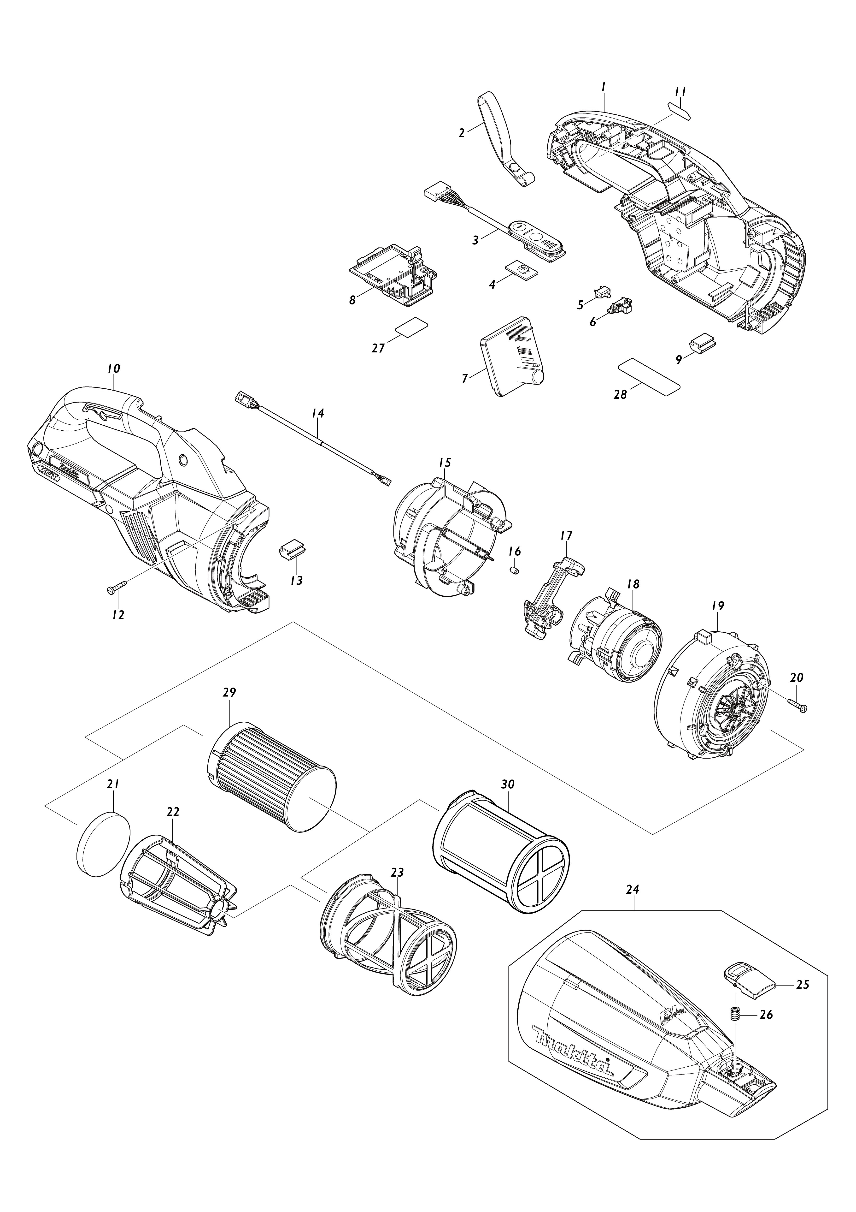 Vue éclatée Makita CL001G#01
