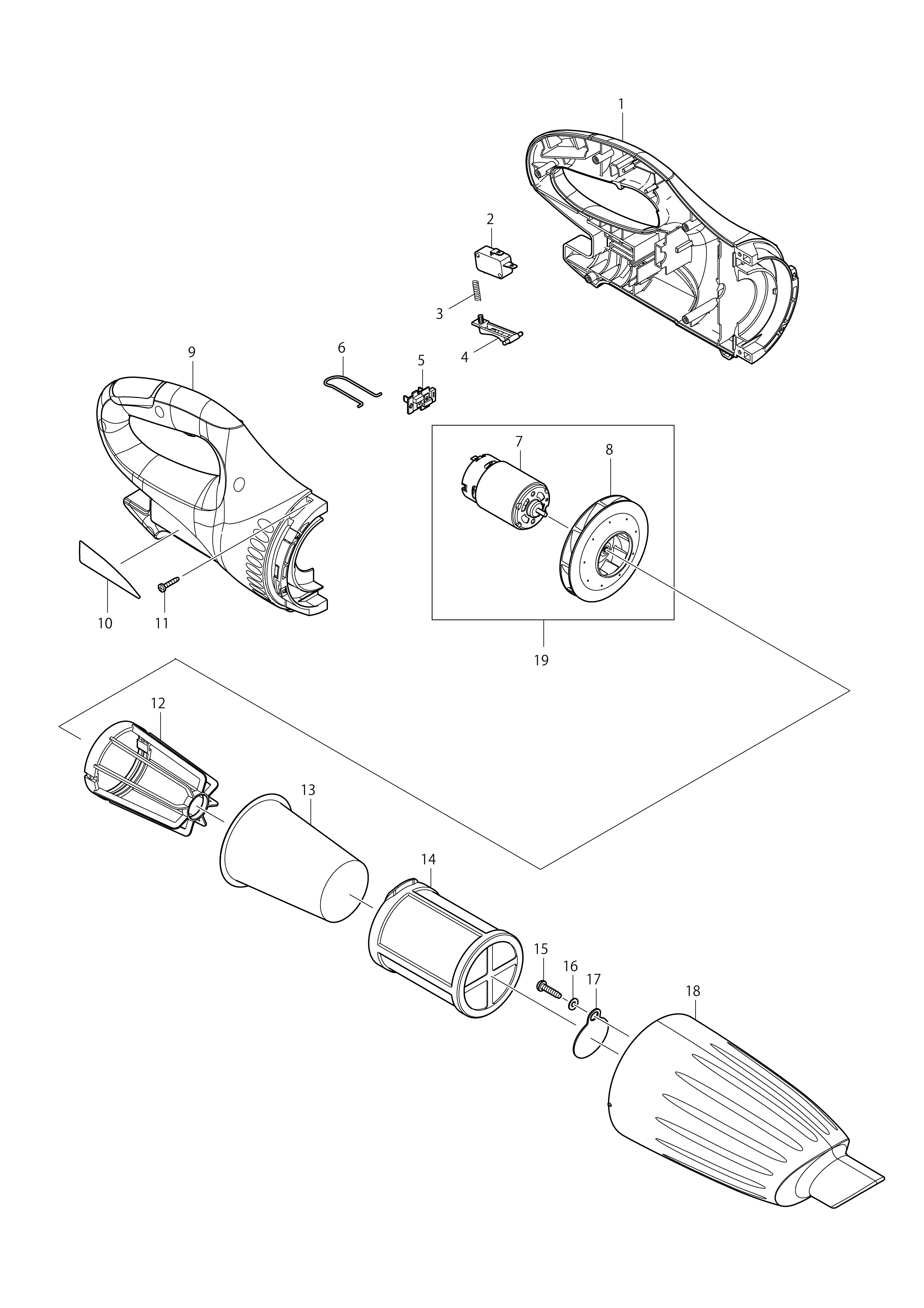 Vue éclatée Makita CL070D#01