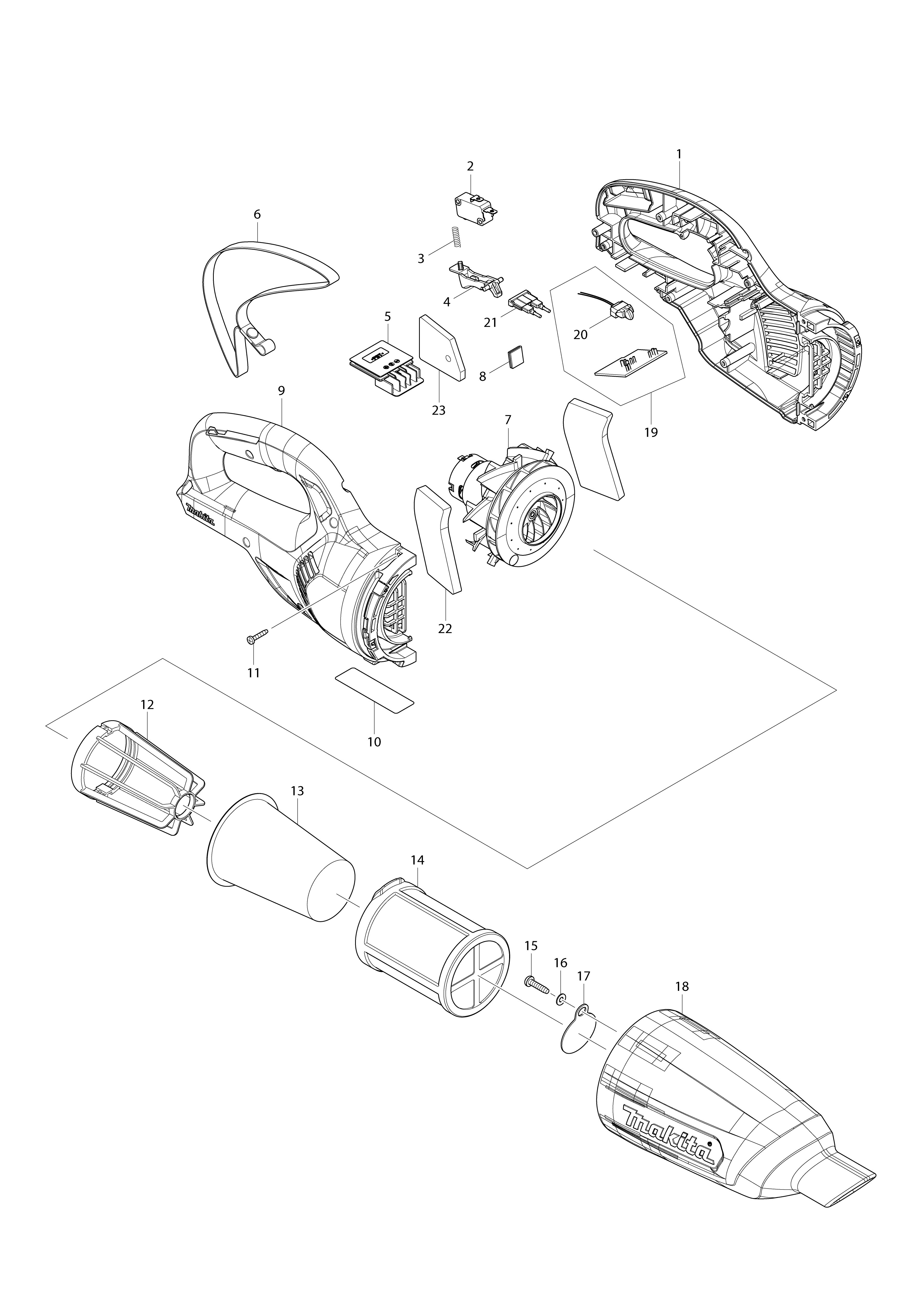 Vue éclatée Makita CL106FD#01