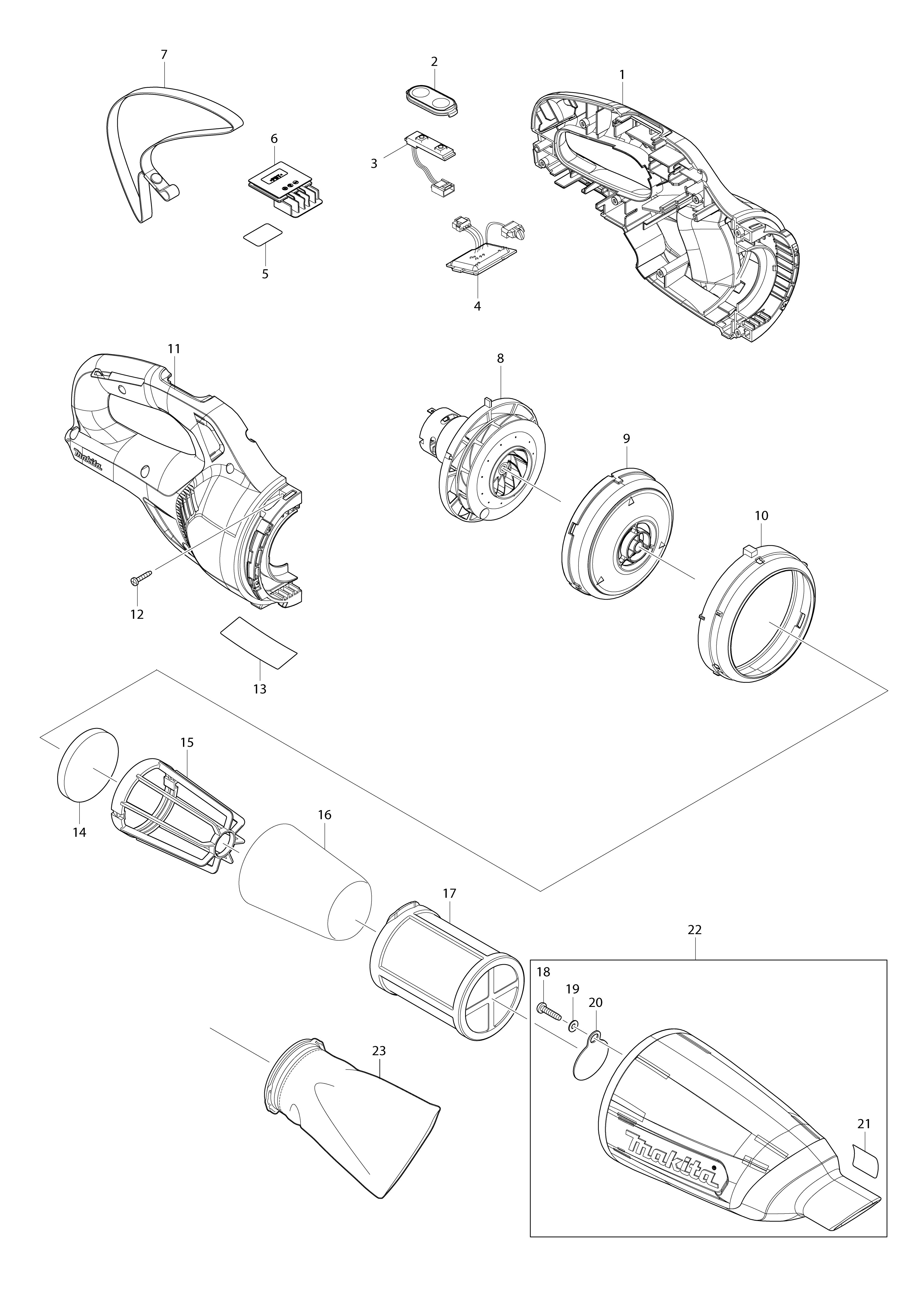 Vue éclatée Makita CL108FD#01