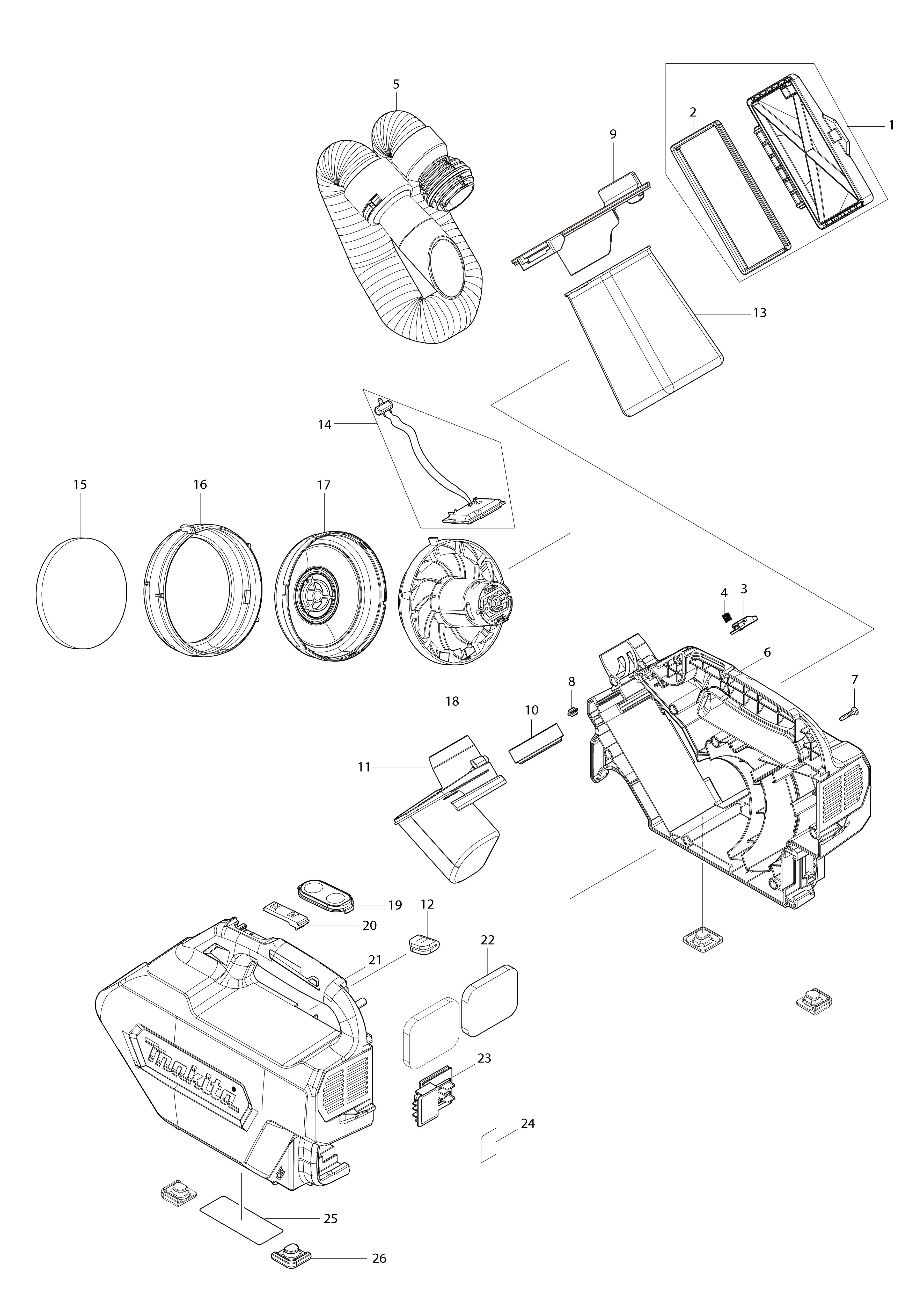 Vue éclatée Makita CL121D#01