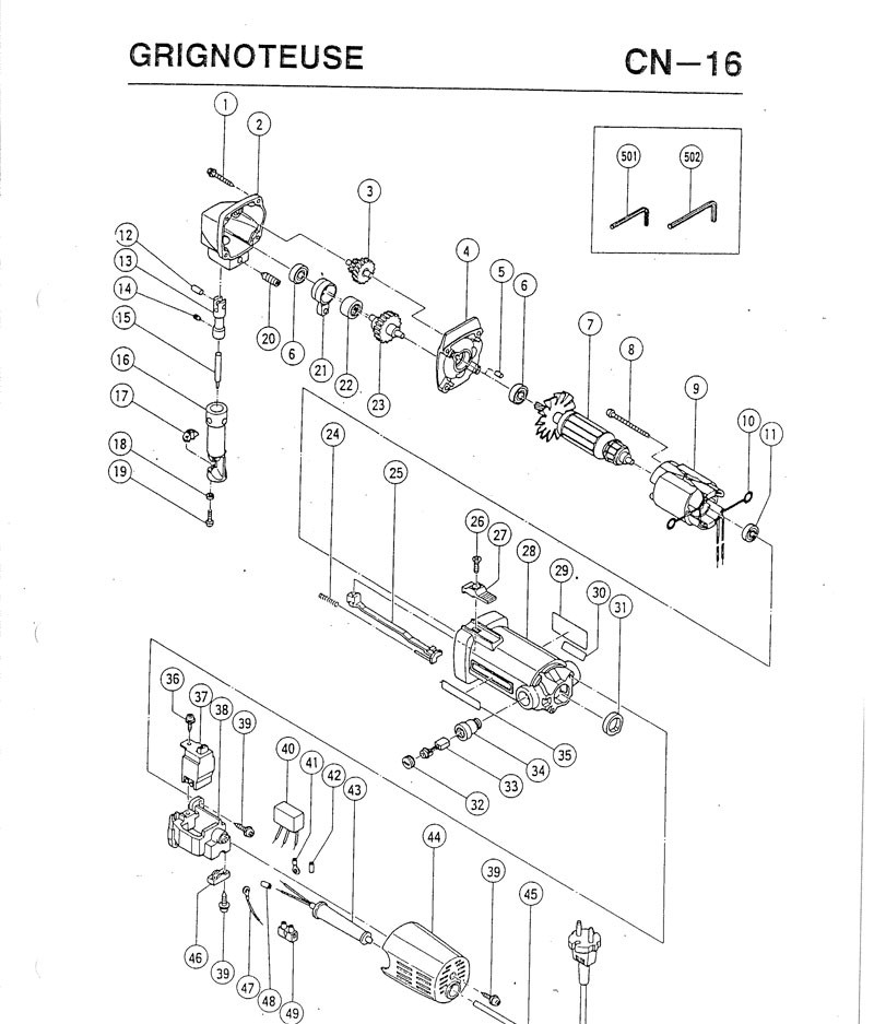 PIECES  DETACHEES GRIGNOTEUSE HITACHI CN16