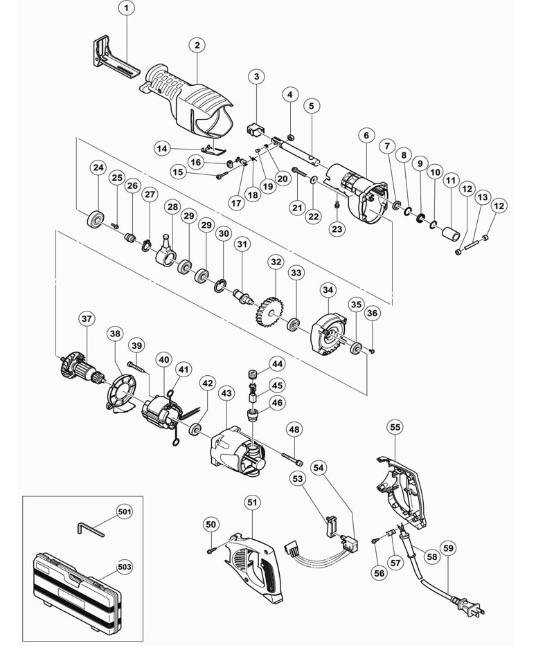 PIECES  DETACHEES SCIE SABRE HITACHI CR13V