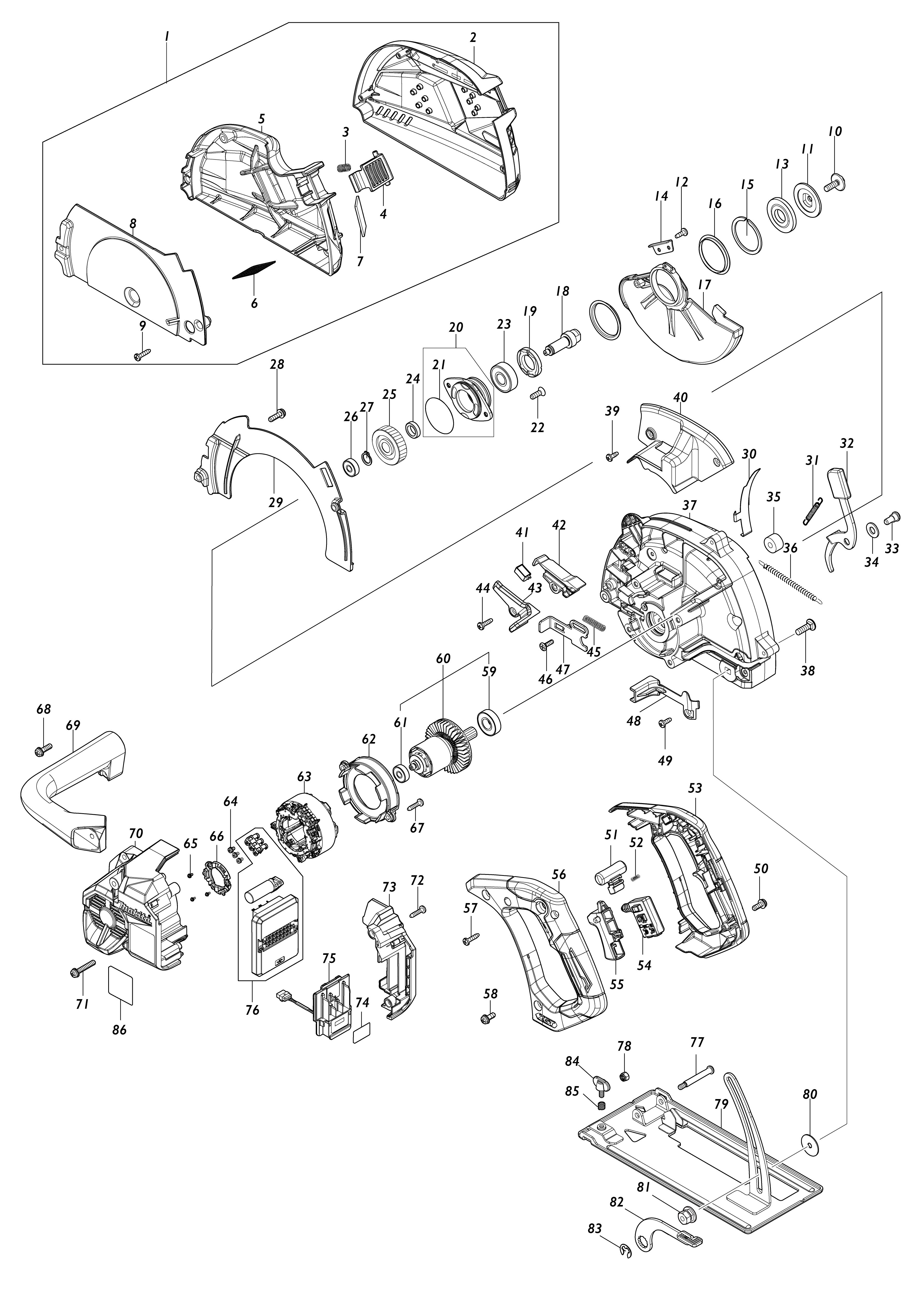 Vue éclatée Makita CS002G#01