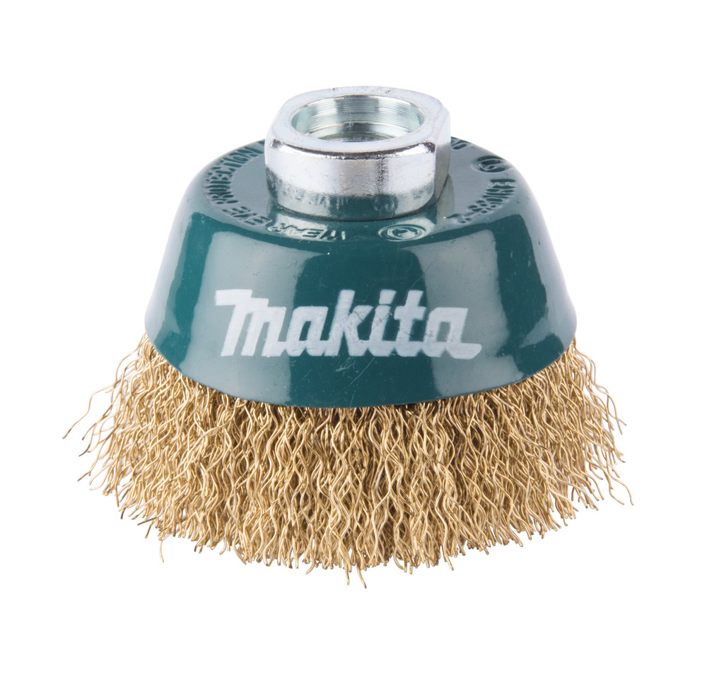 Brosse boisseau à fils acier laitonés et ondulés Makita