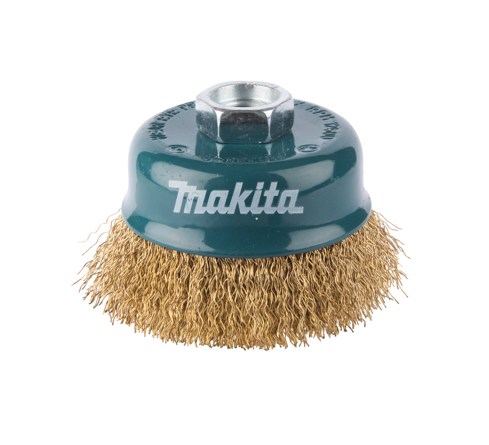 Brosse boisseau à fils acier laitonés et ondulés Makita