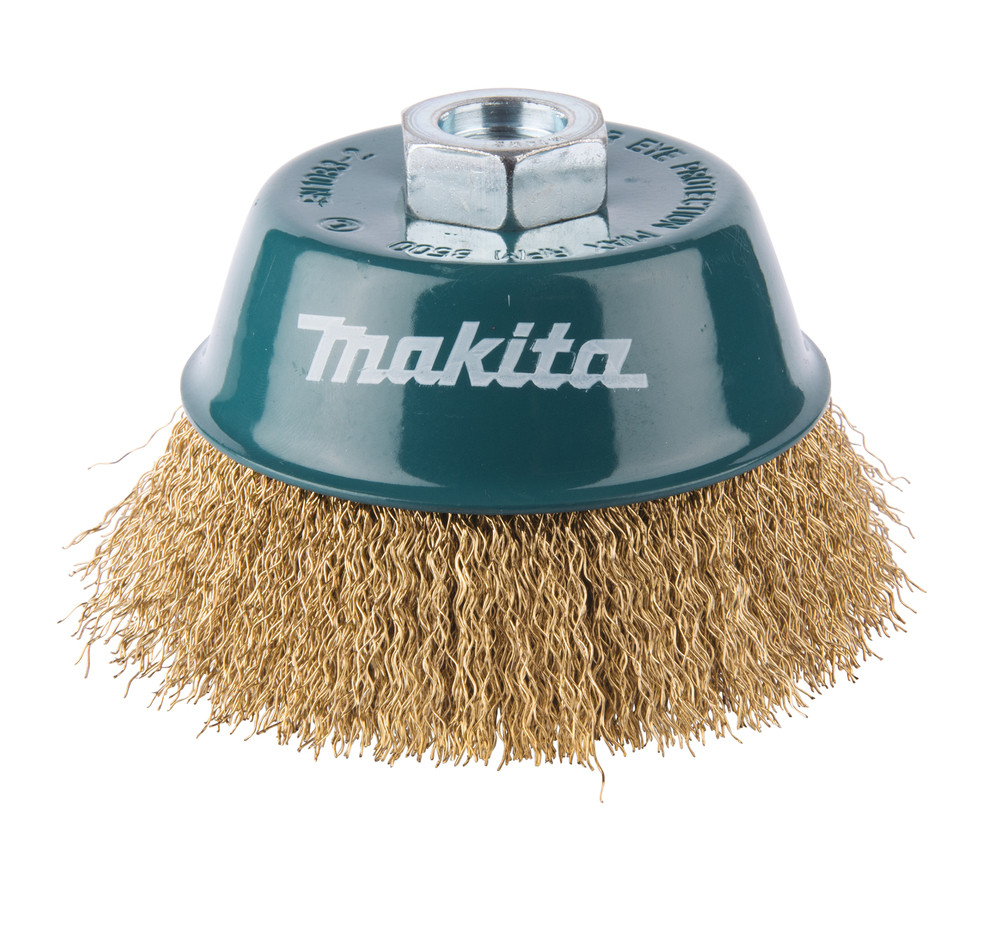 Brosse boisseau à fils acier laitonés et ondulés Makita