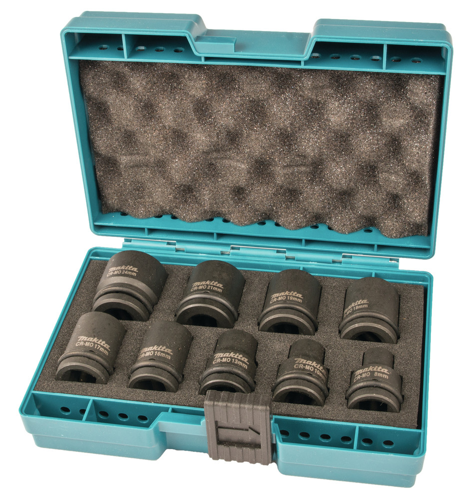 Coffrets 9 douilles pour boulonneuses a choc 1/2'' Makita