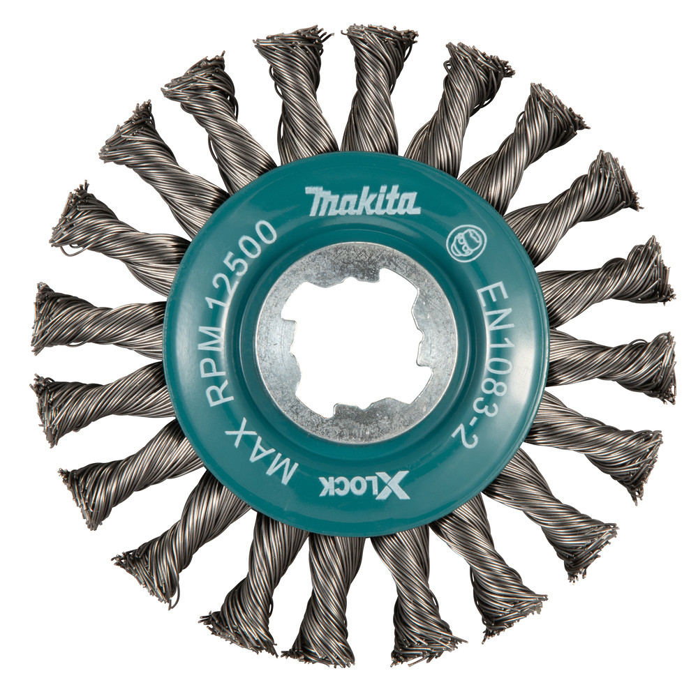 Brosse circulaire en fil d’acier, Fil torsadé (plein), 115 mm, X-LOCK Makita