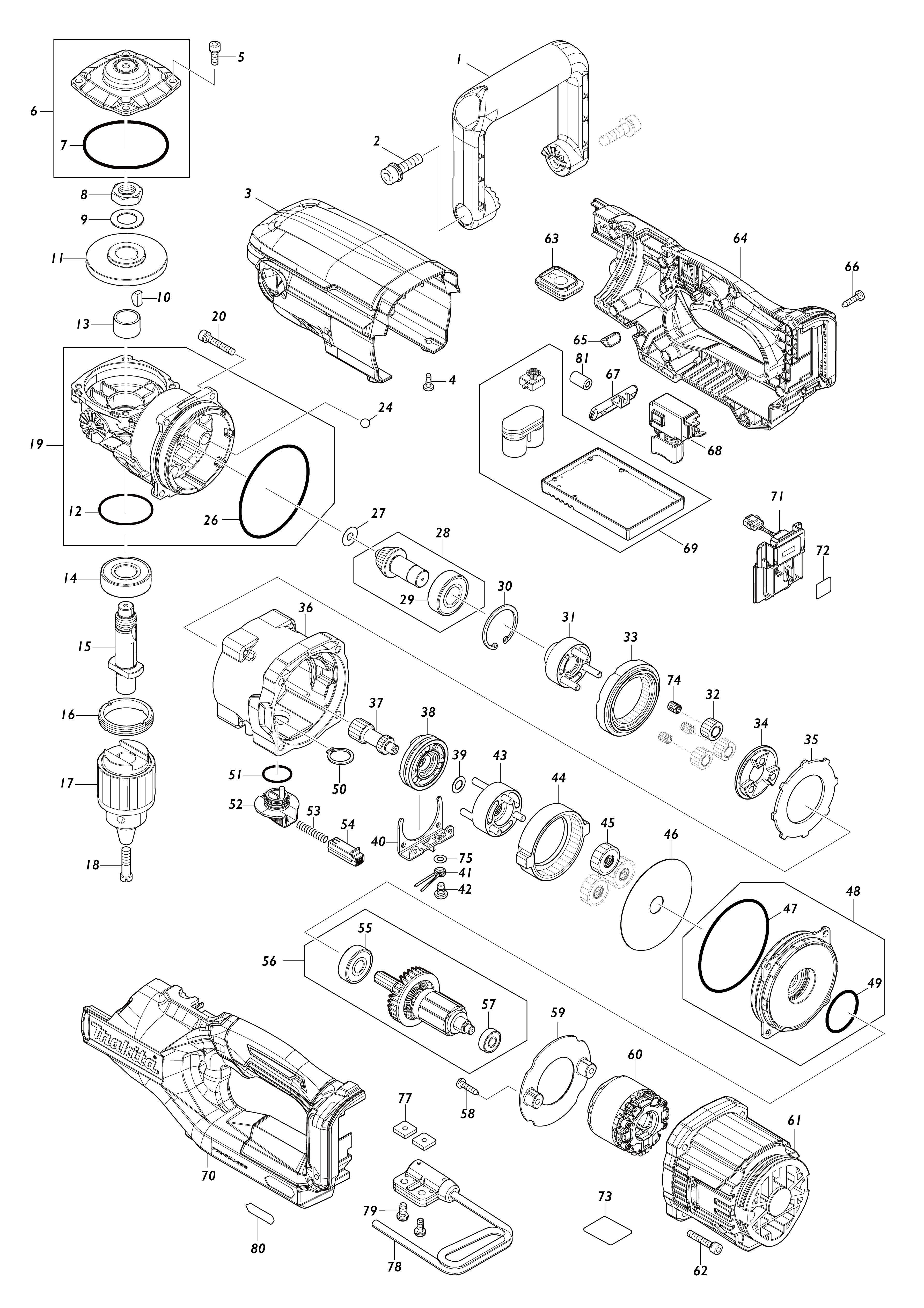 Vue éclatée Makita DA001G#01