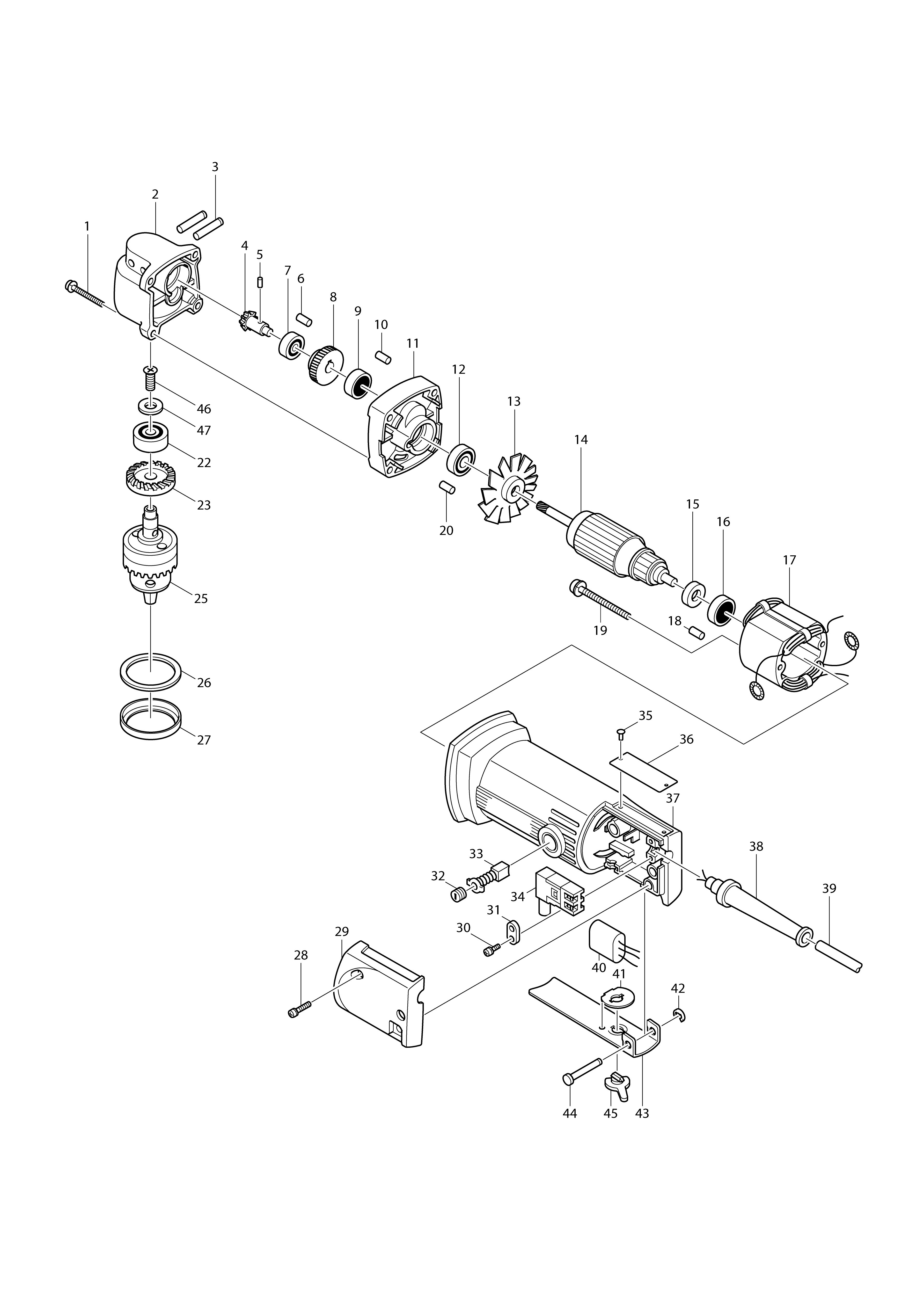 Vue éclatée Makita DA3000#01