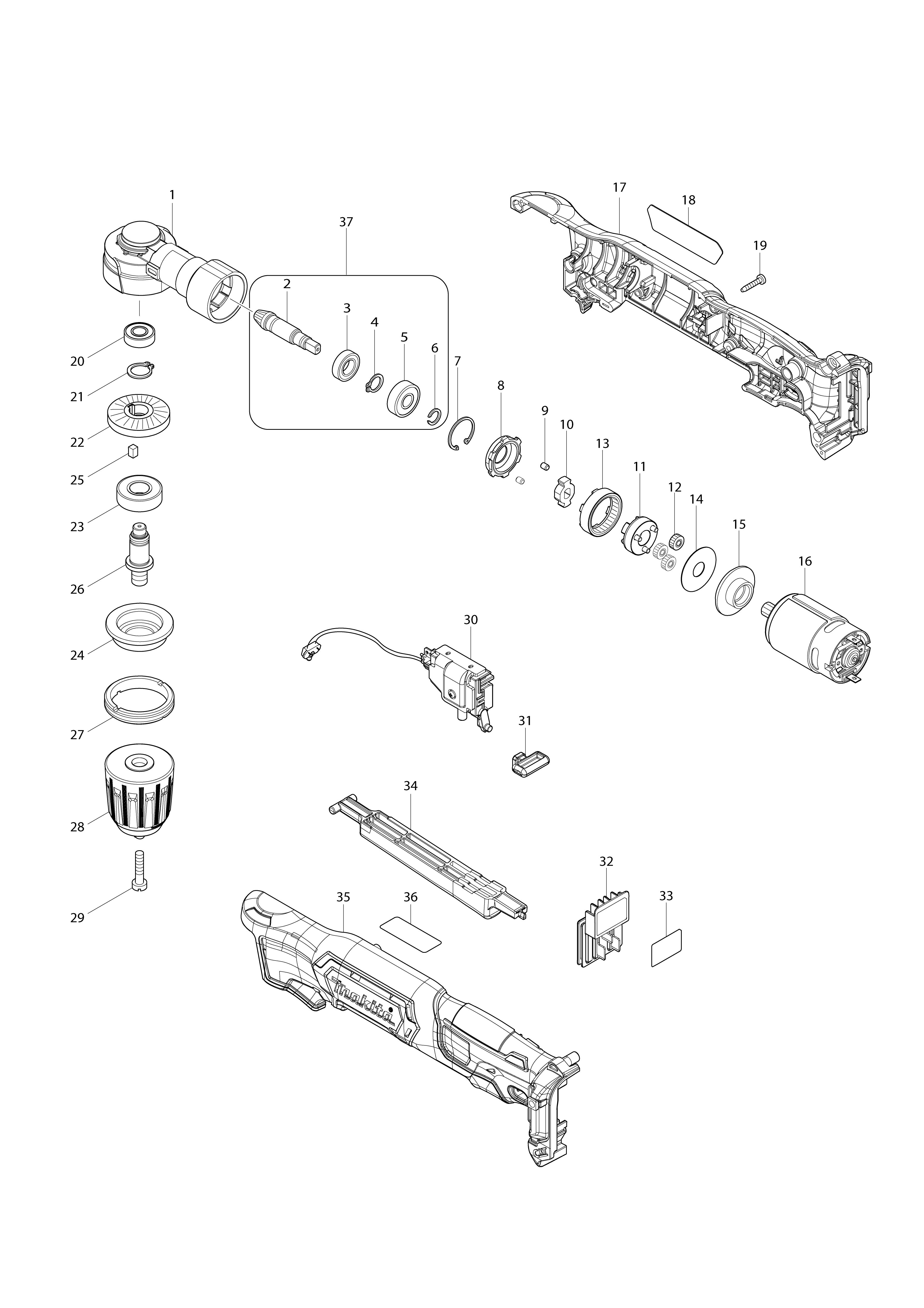 Vue éclatée Makita DA333D#01
