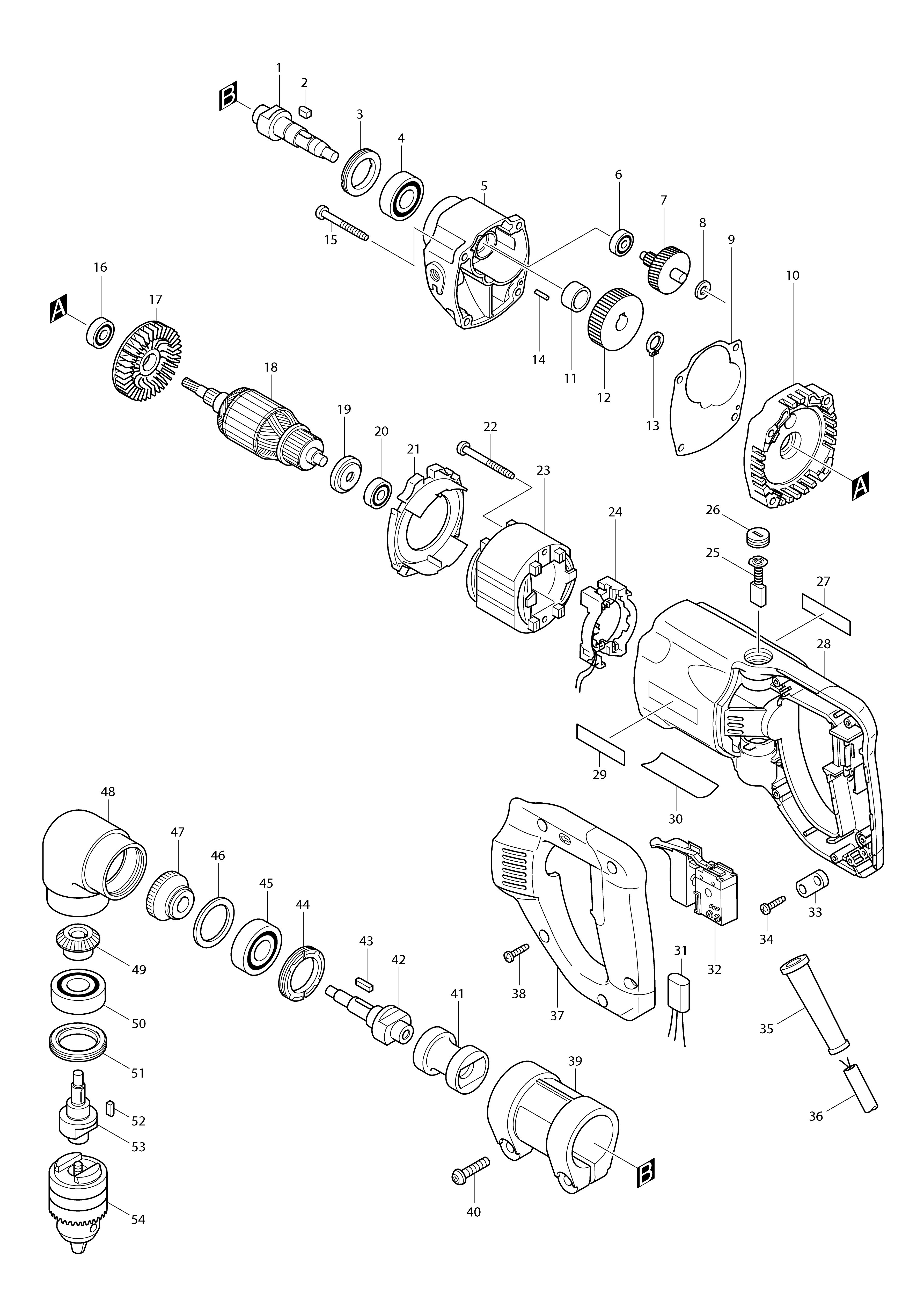Vue éclatée Makita DA4000LR#01