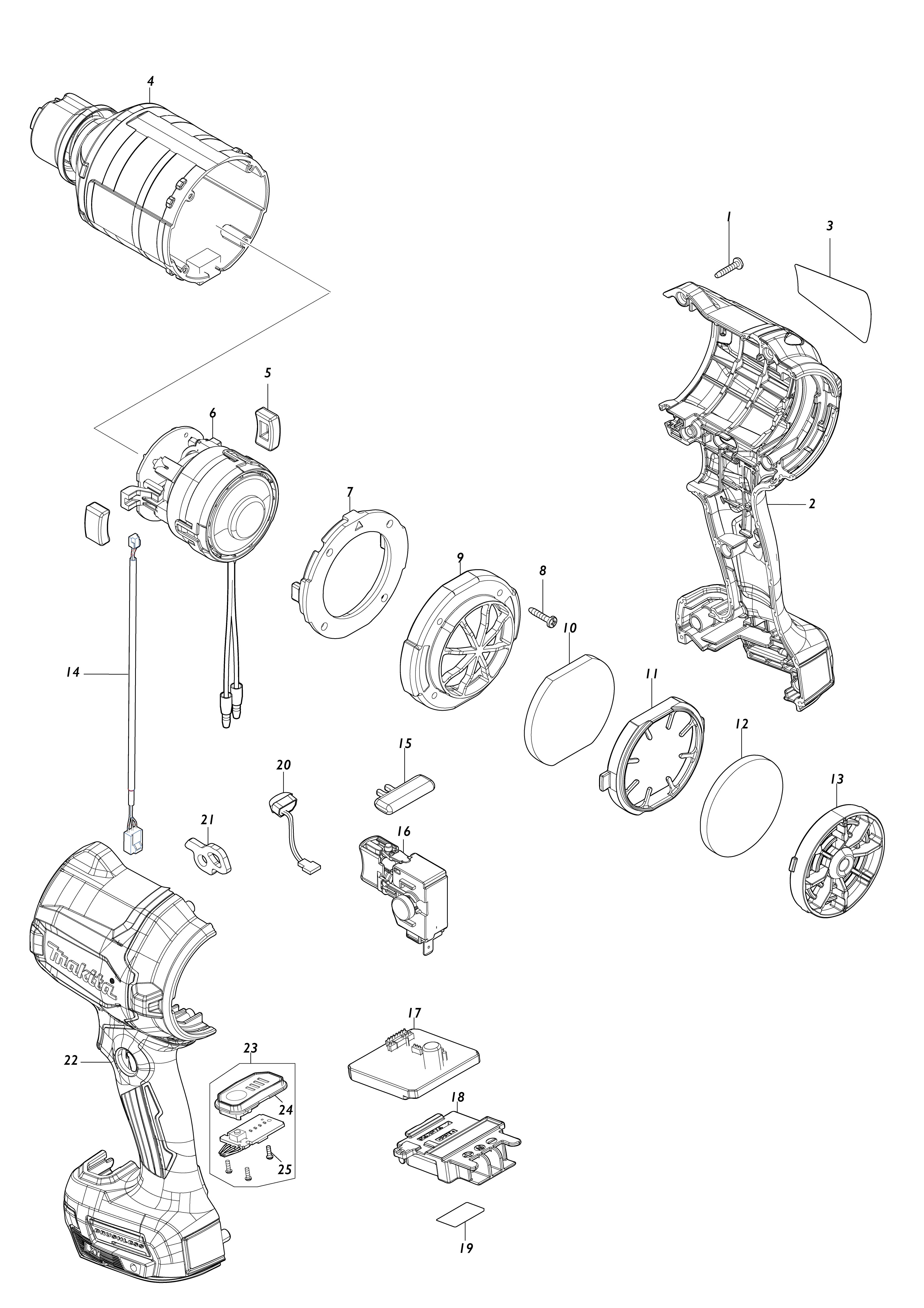 Vue éclatée Makita DAS180#01