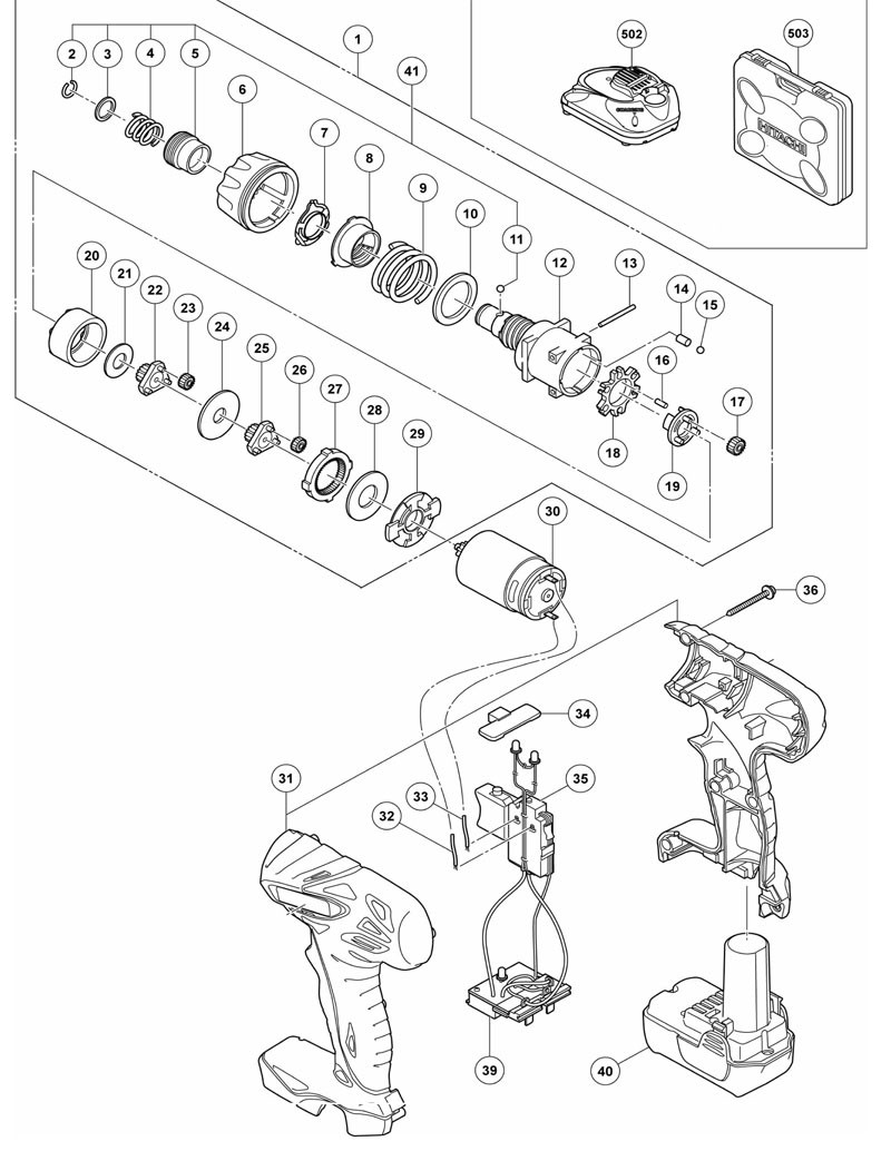 PIECES  DETACHEES   VISSEUSES HITACHI DB10DL
