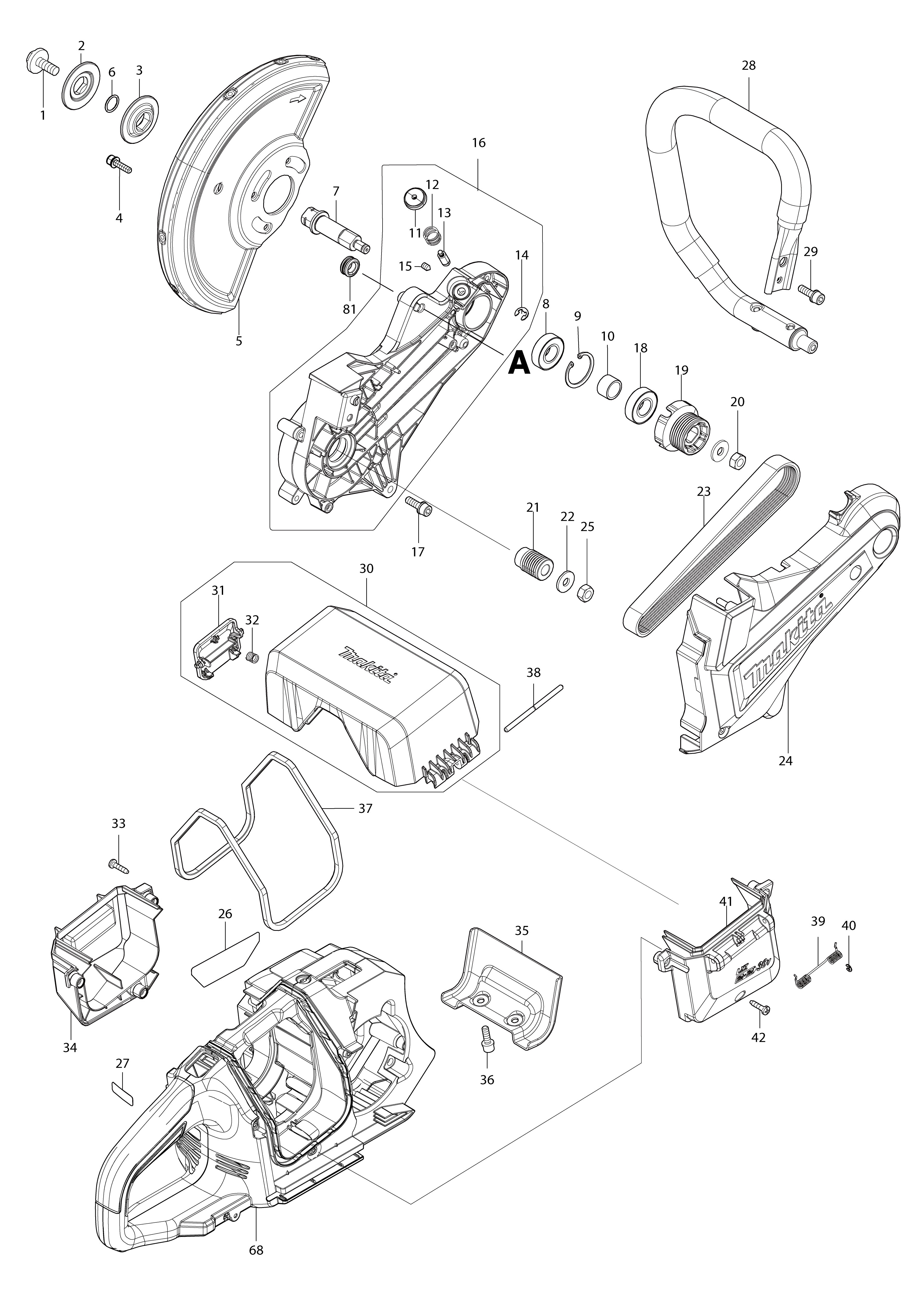 Vue éclatée Makita DCE090#01