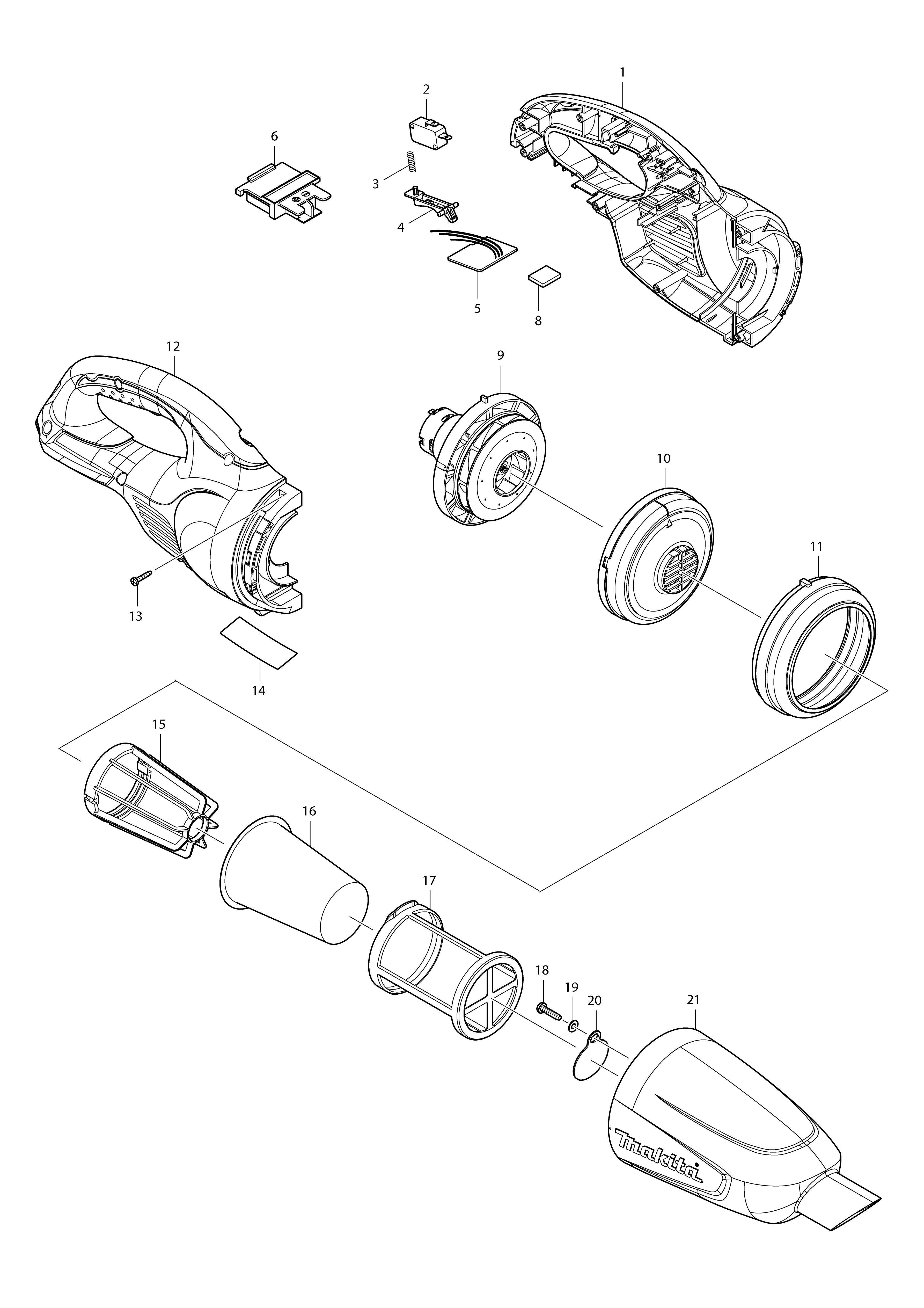 Vue éclatée Makita DCL180#01