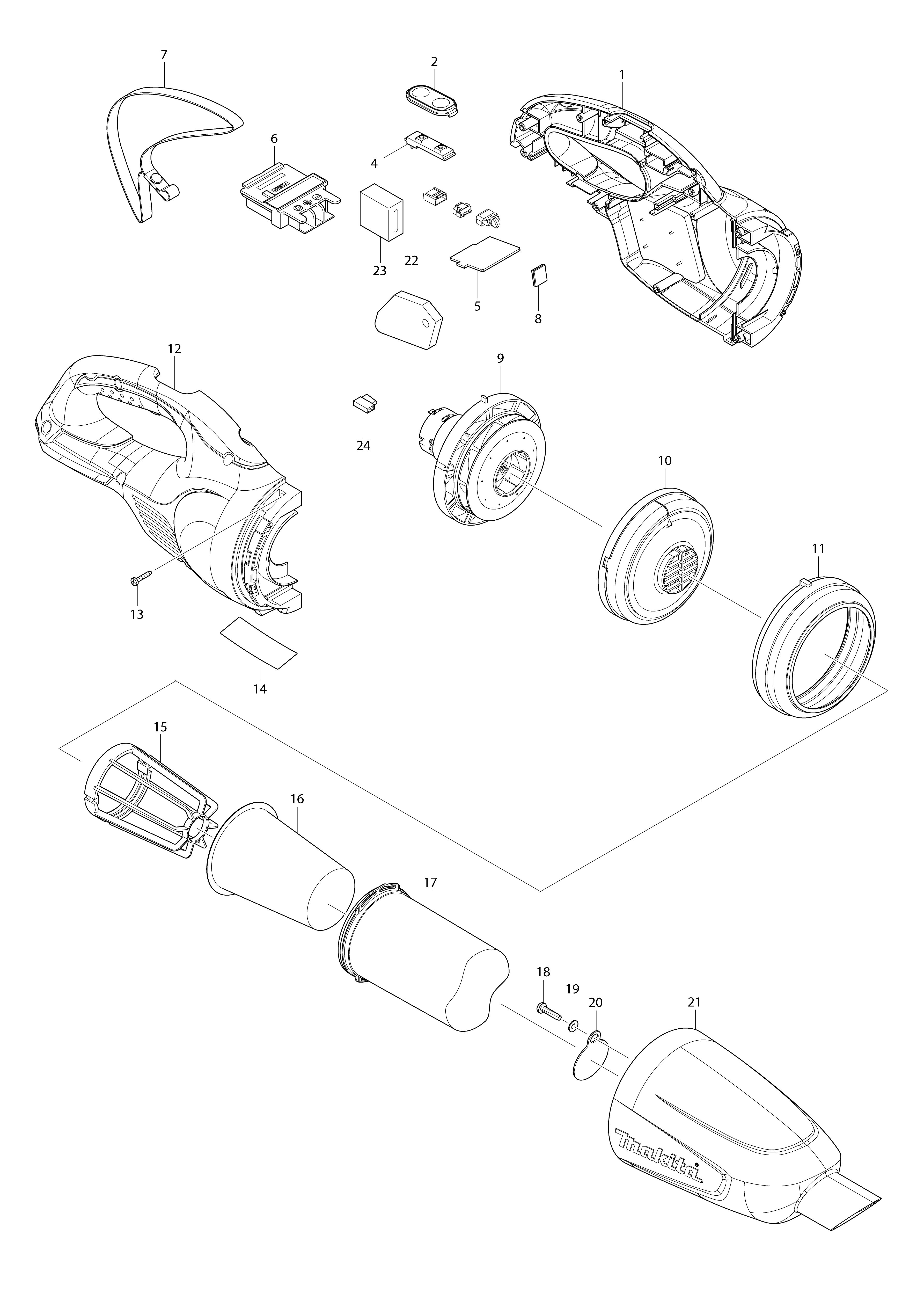 Vue éclatée Makita DCL181F#01