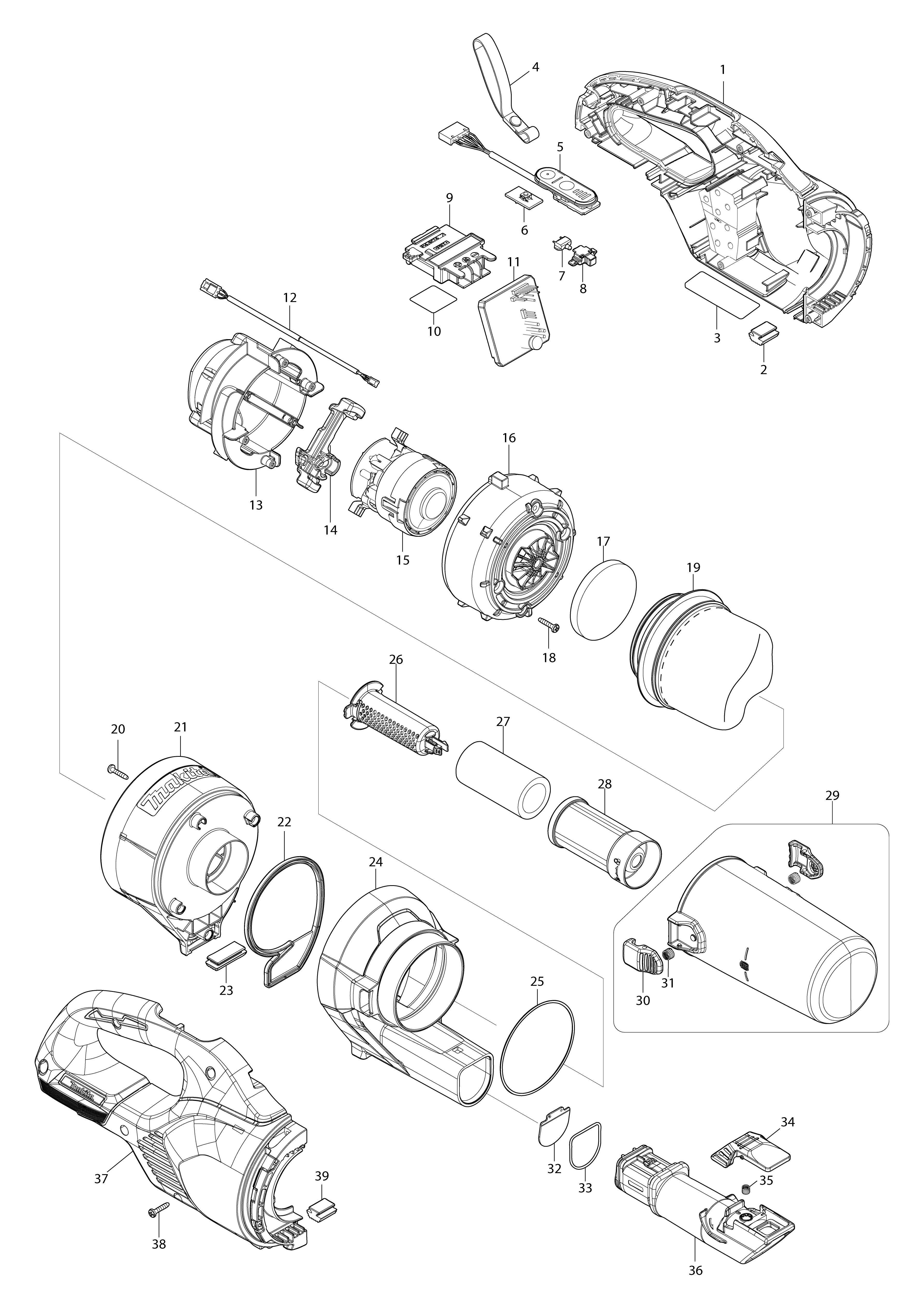 Vue éclatée Makita DCL286F#01
