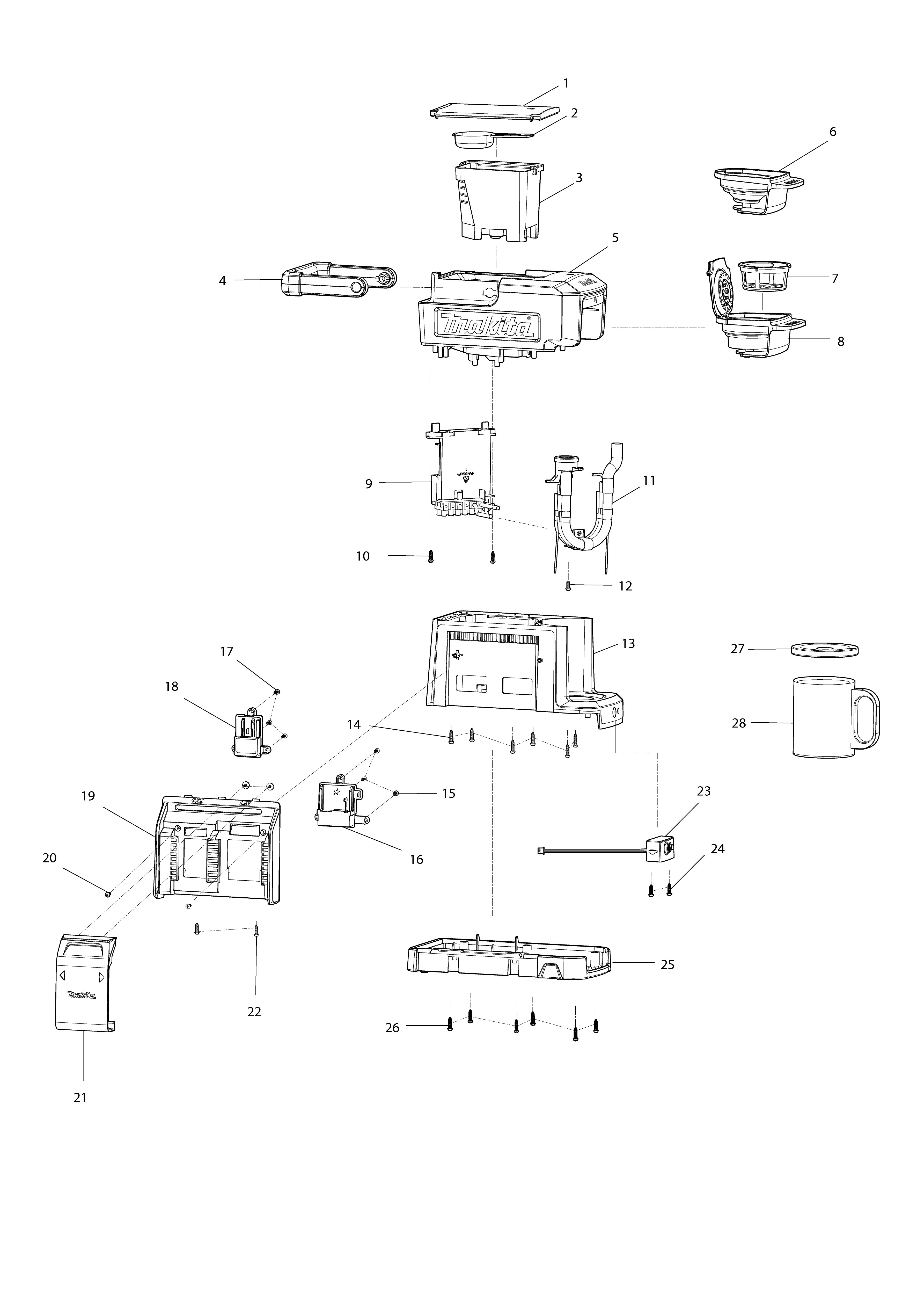 Vue éclatée Makita DCM501#01