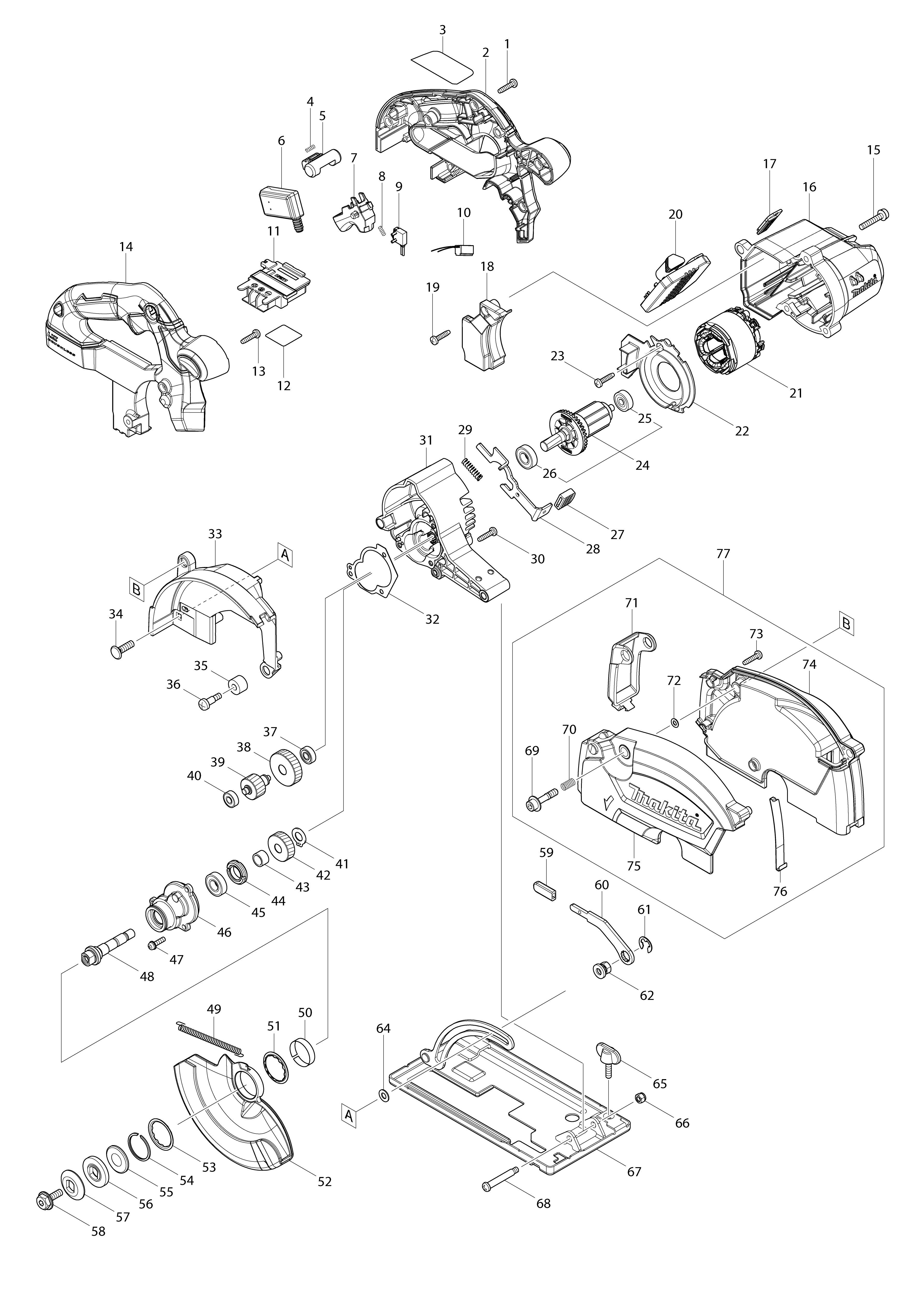 Vue éclatée Makita DCS553#01