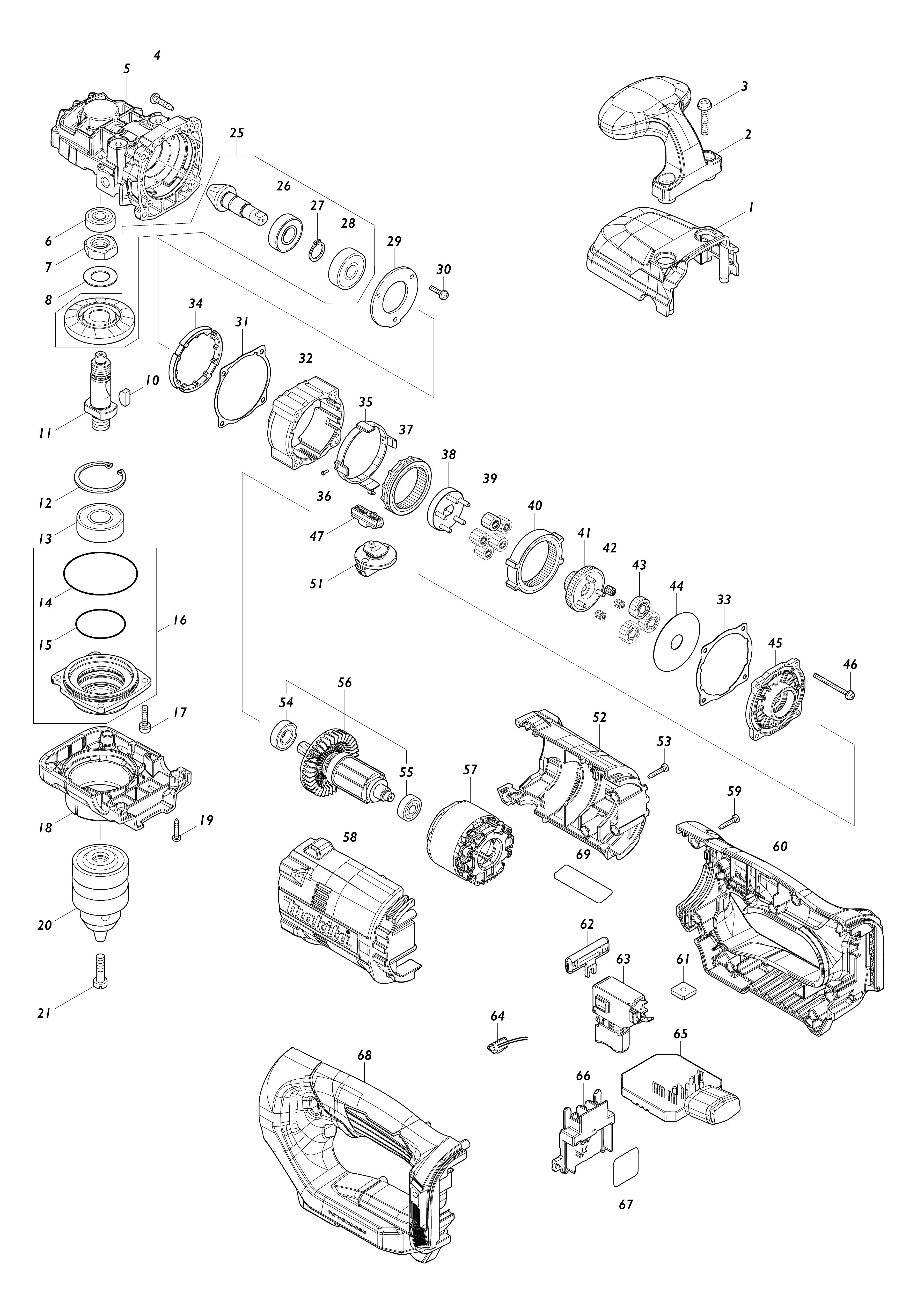 Vue éclatée Makita DDA450#01