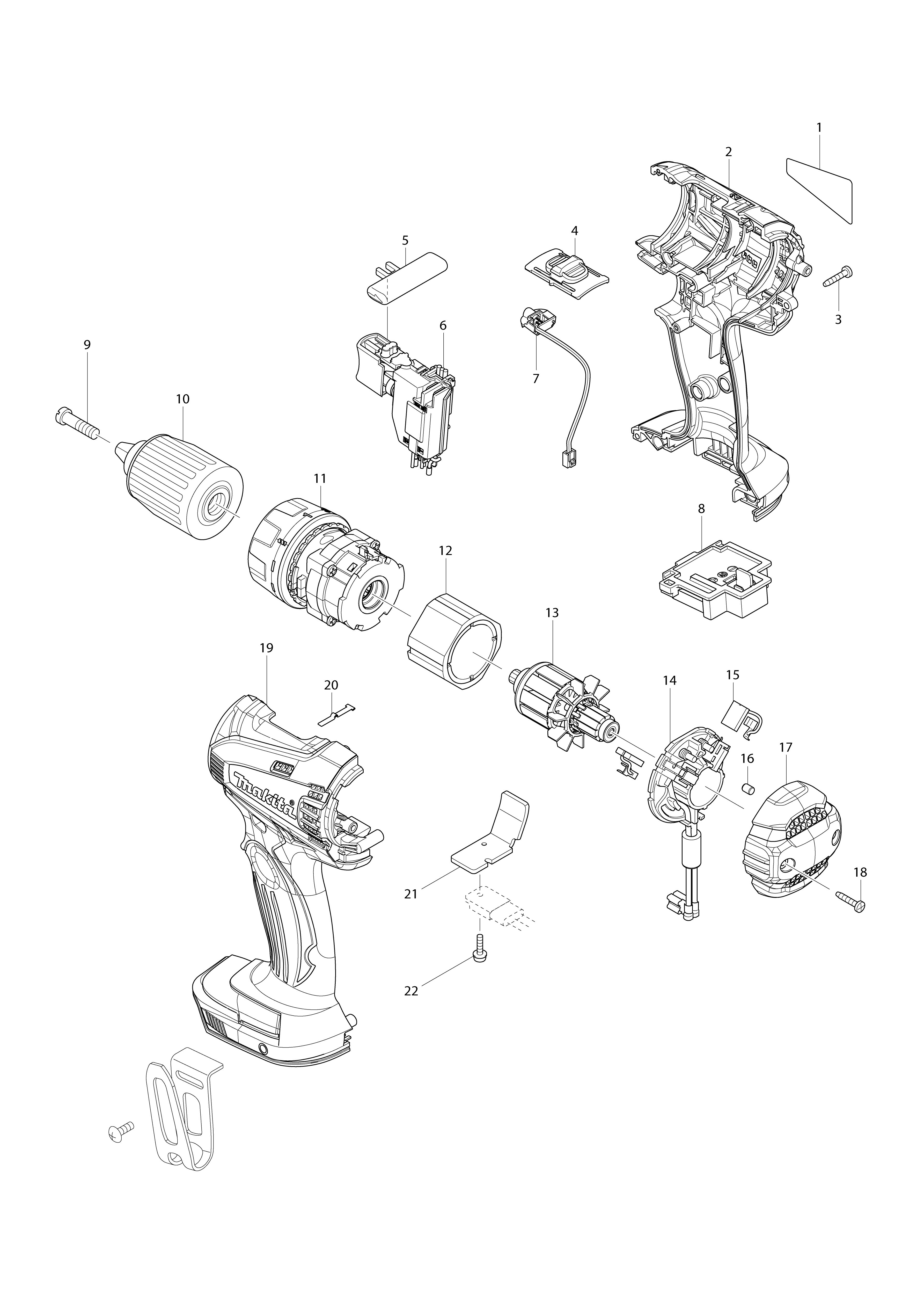 Vue éclatée Makita DDF446#01