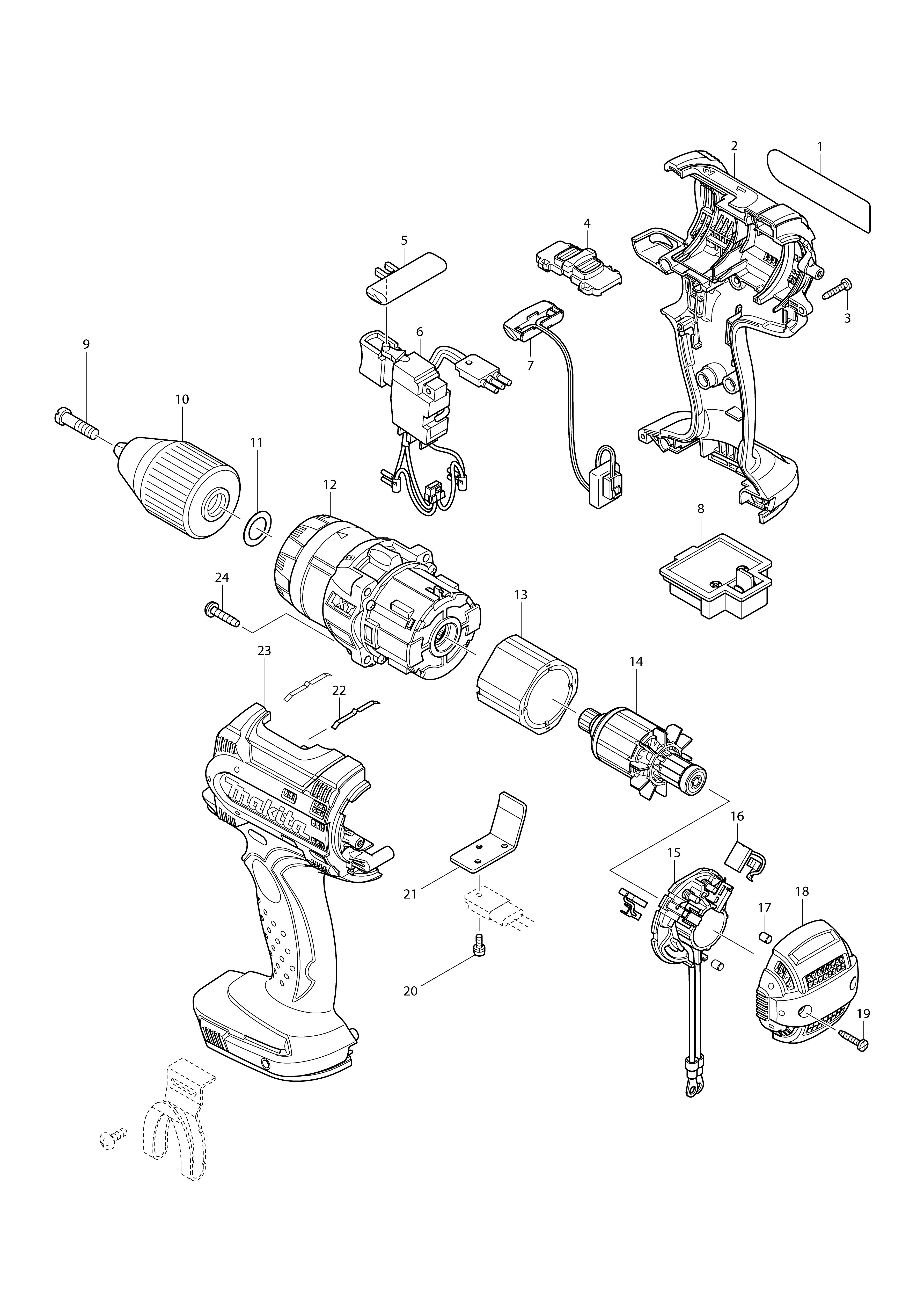 Vue éclatée Makita DDF454#01
