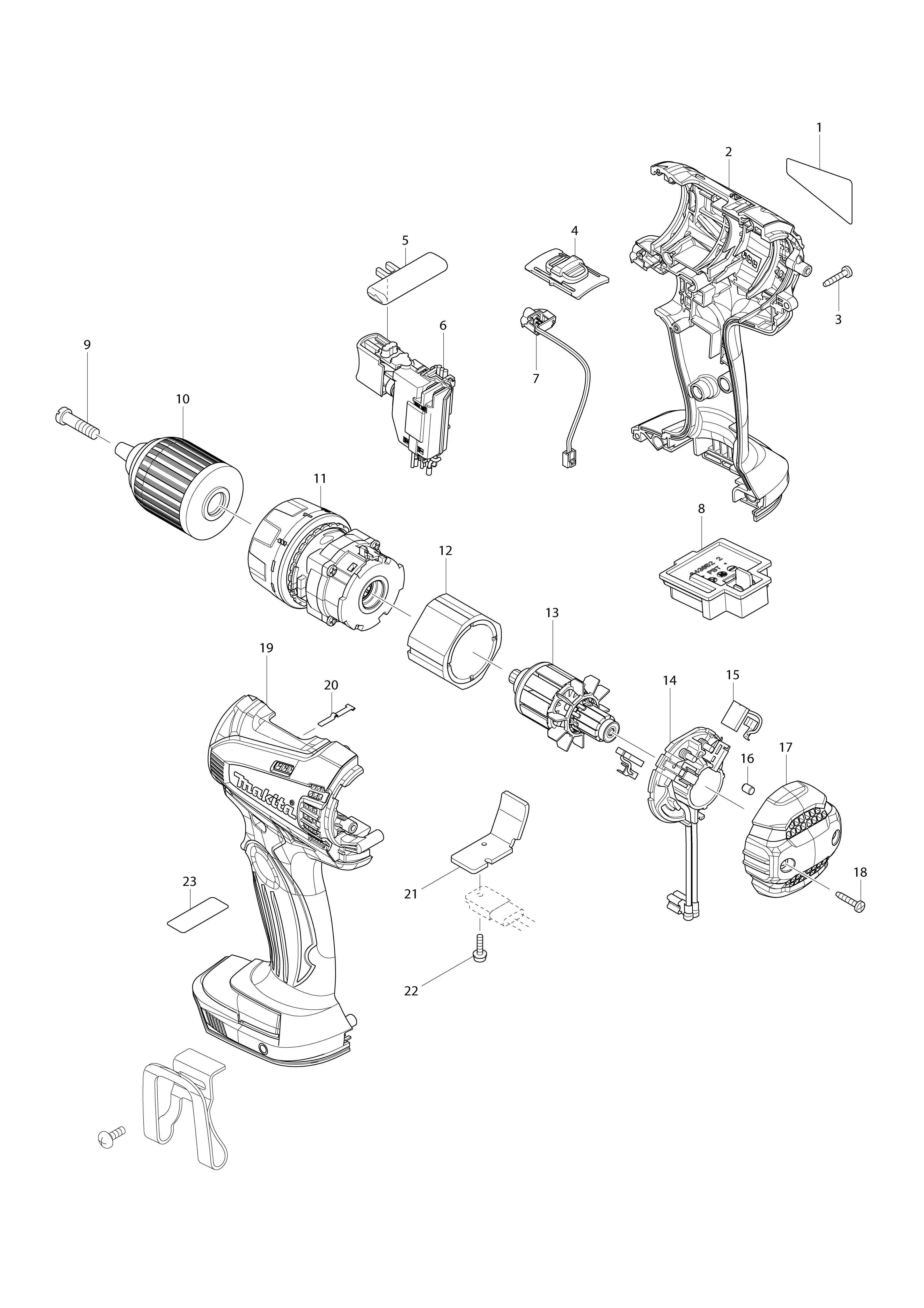 Vue éclatée Makita DDF456#01
