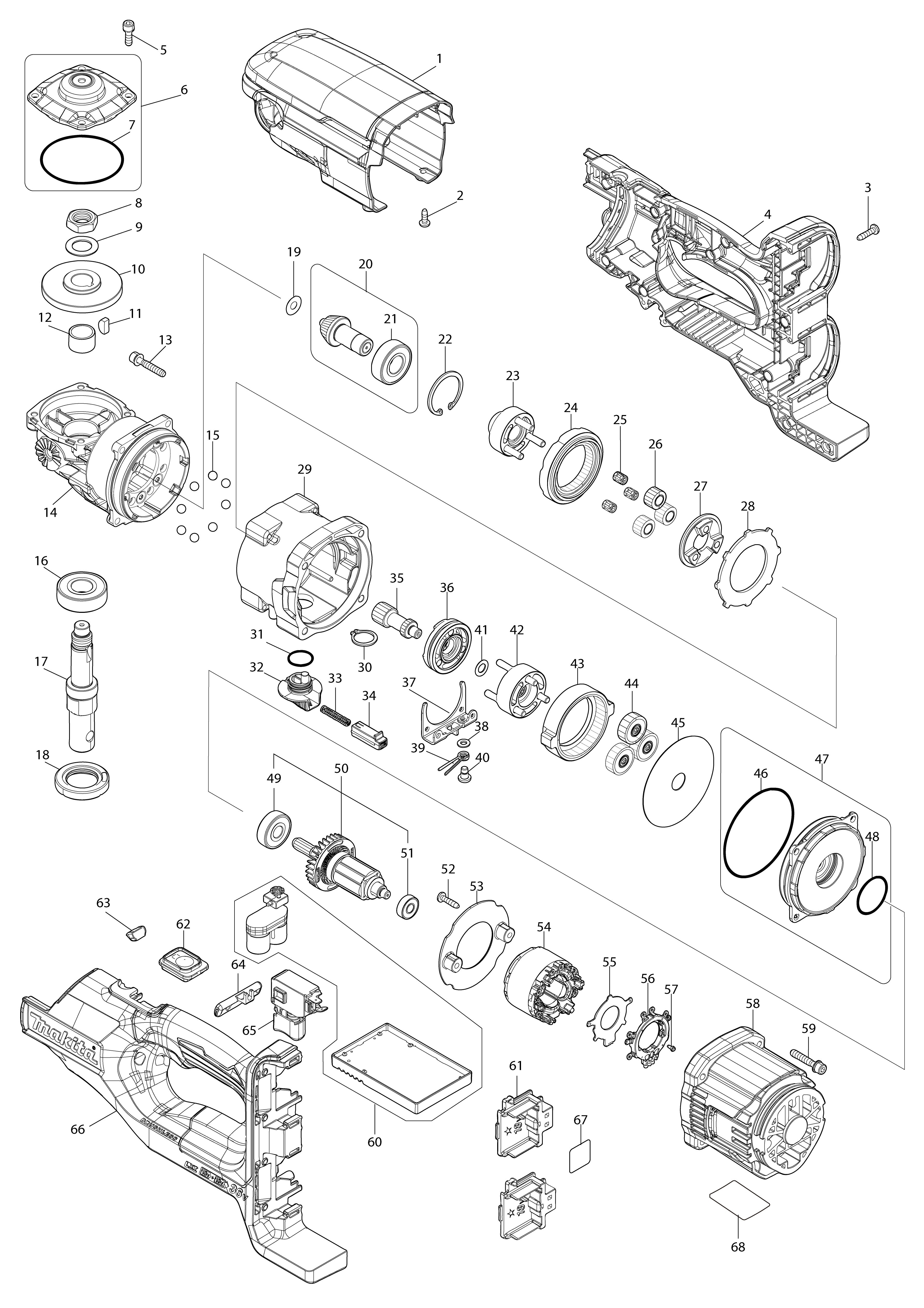Vue éclatée Makita DDG461#01