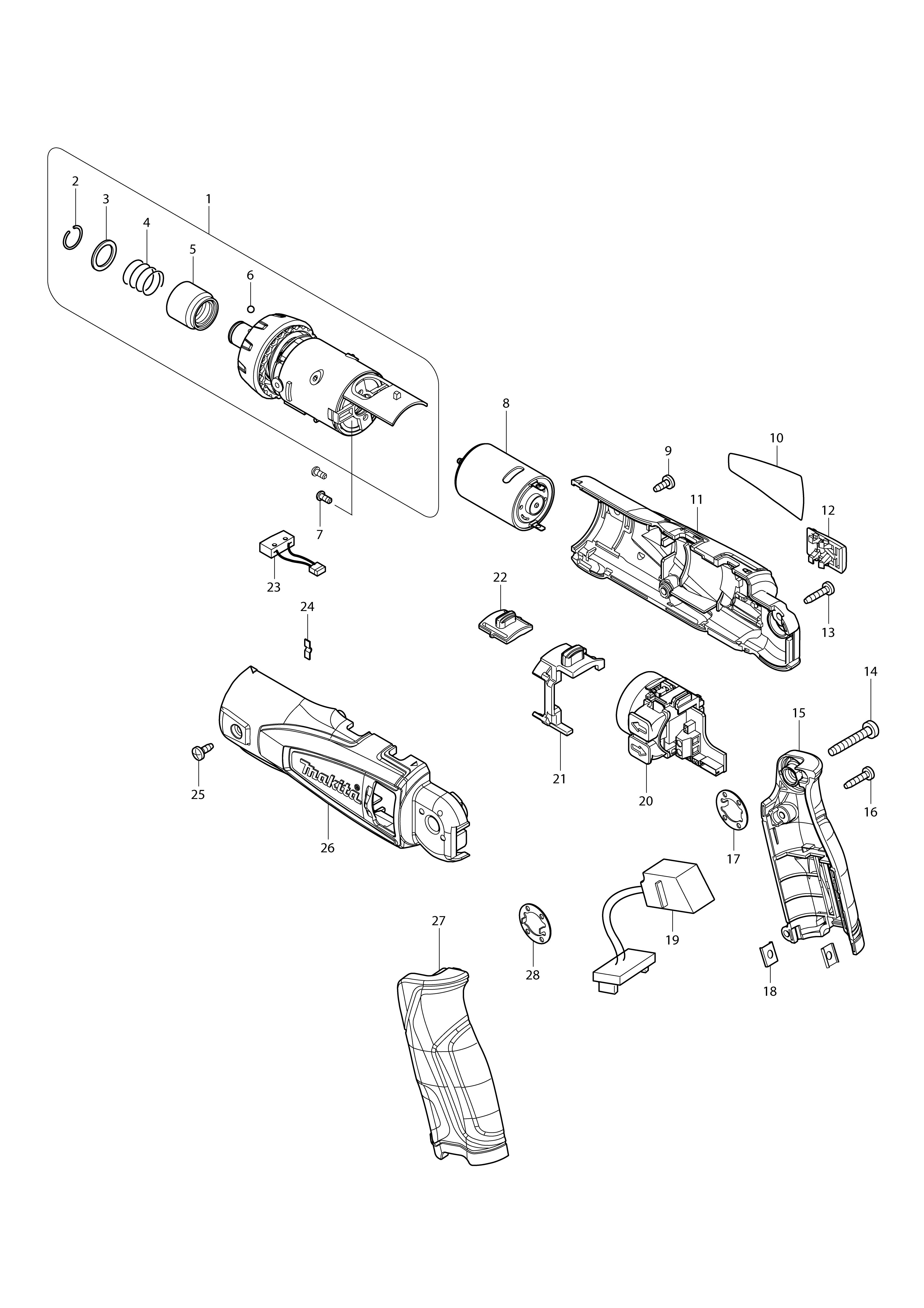 Vue éclatée Makita DF010D#01