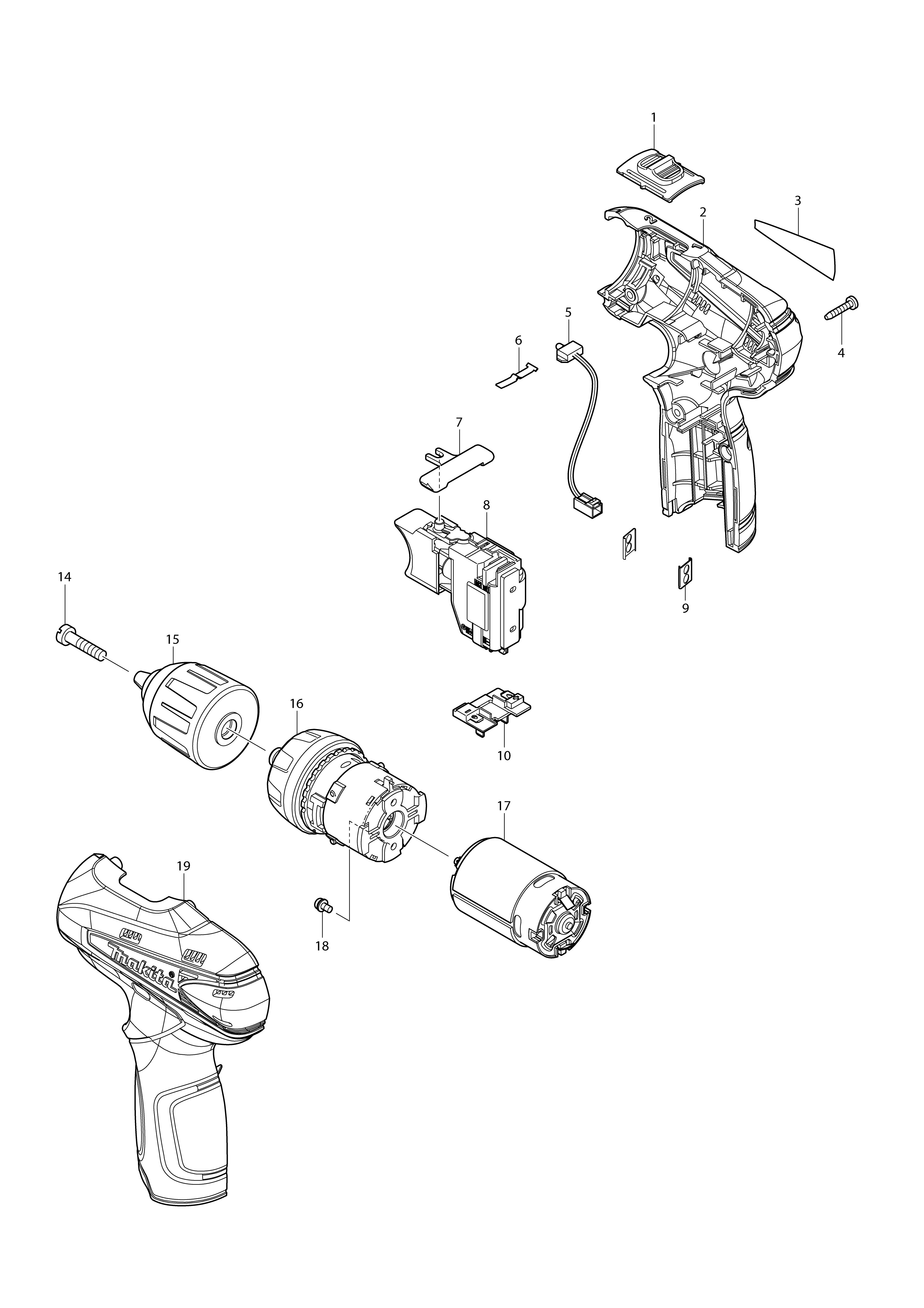 Vue éclatée Makita DF330D#01