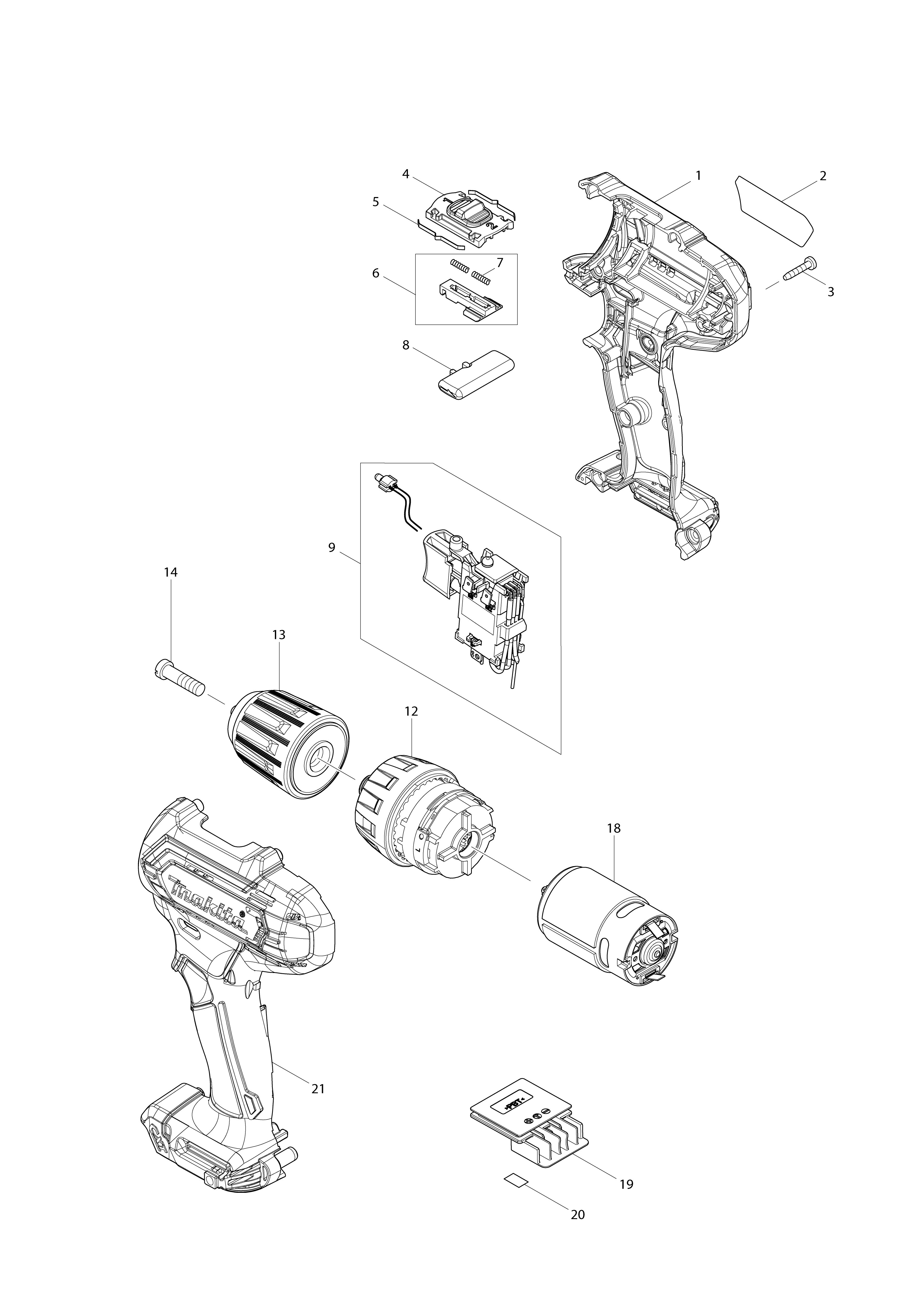 Vue éclatée Makita DF333D#01