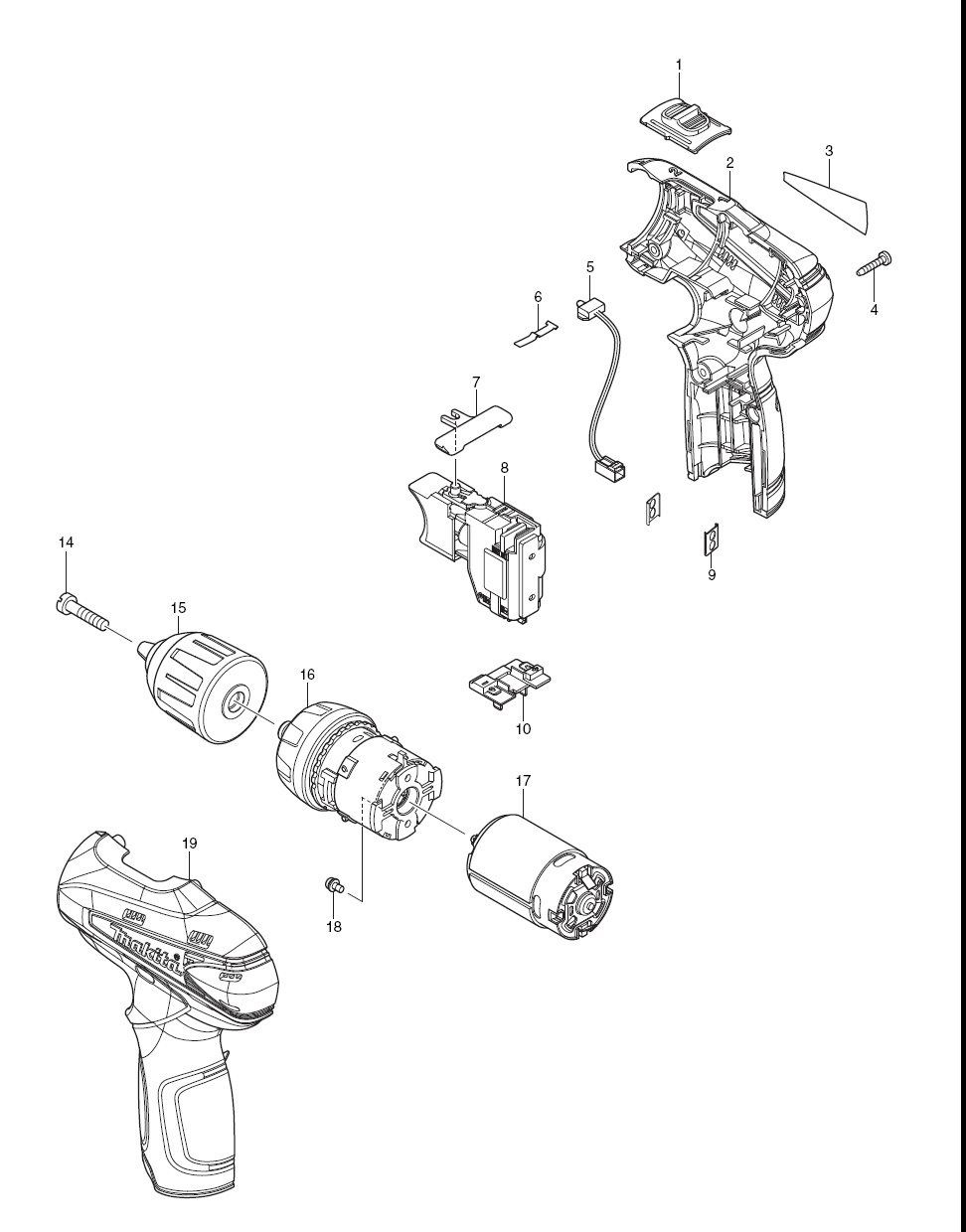 PIECES DETACHEES PERCEUSE VISSEUSE MAKITA DF 330 D