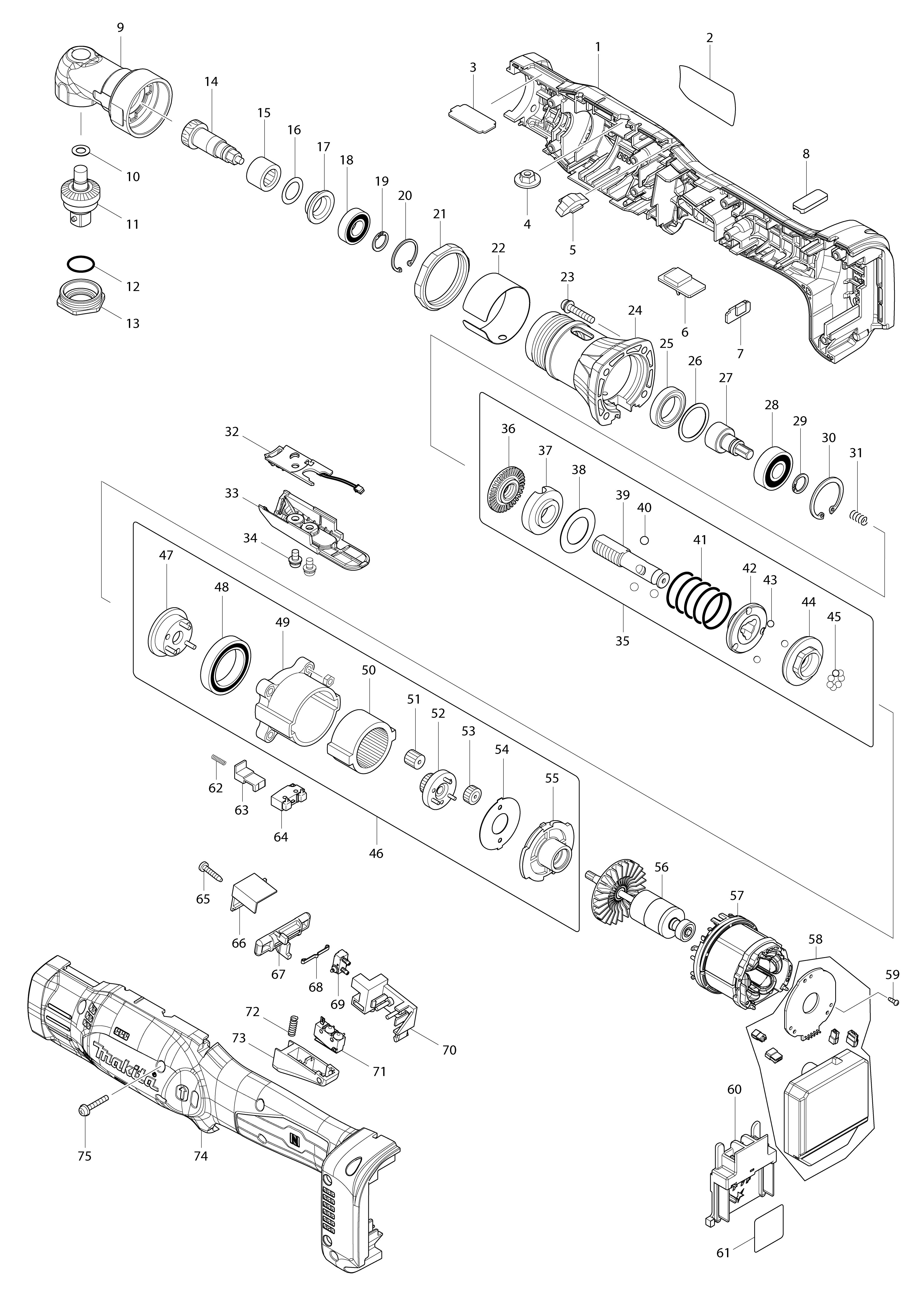 Vue éclatée Makita DFL083F#01