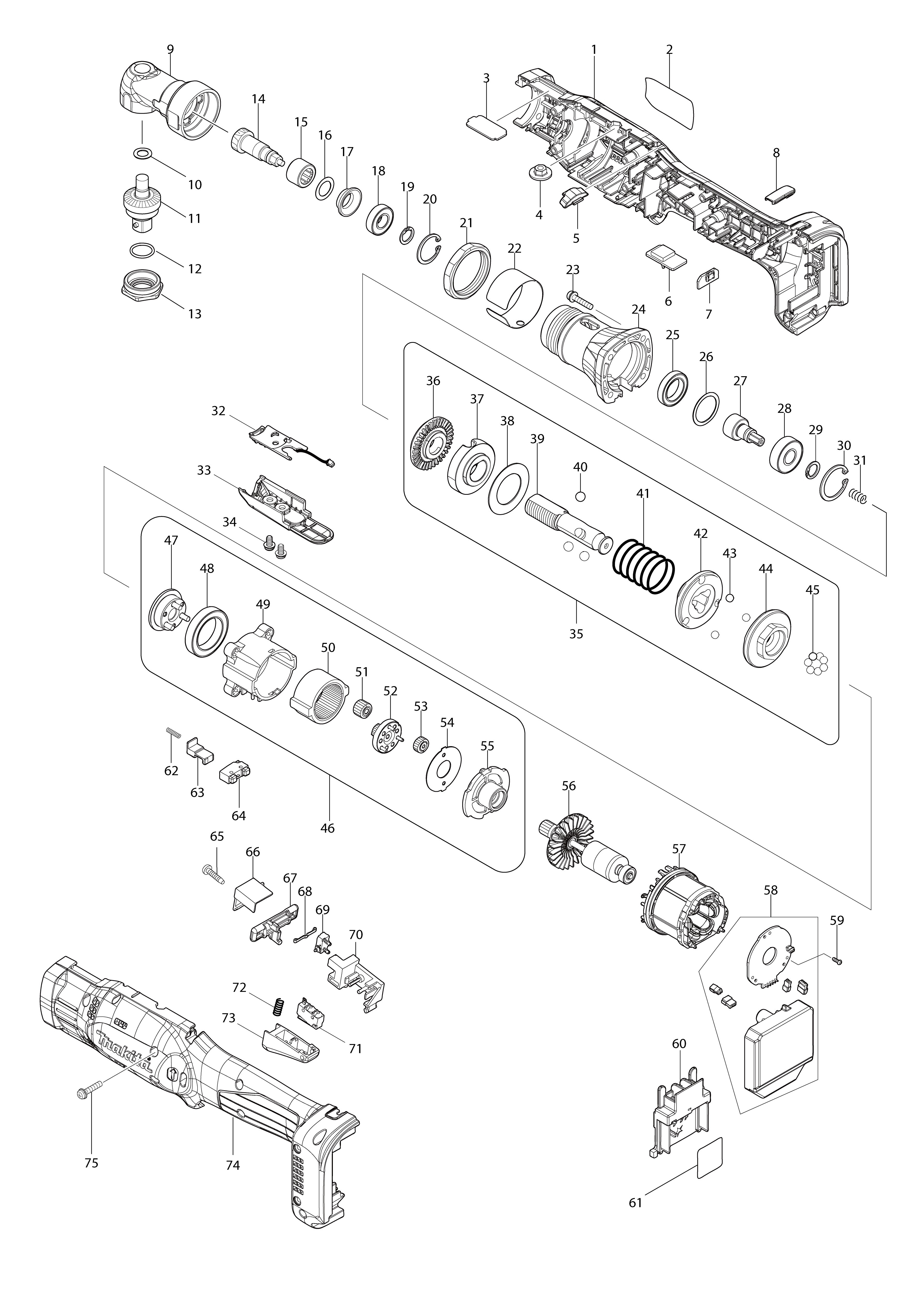 Vue éclatée Makita DFL125F#01