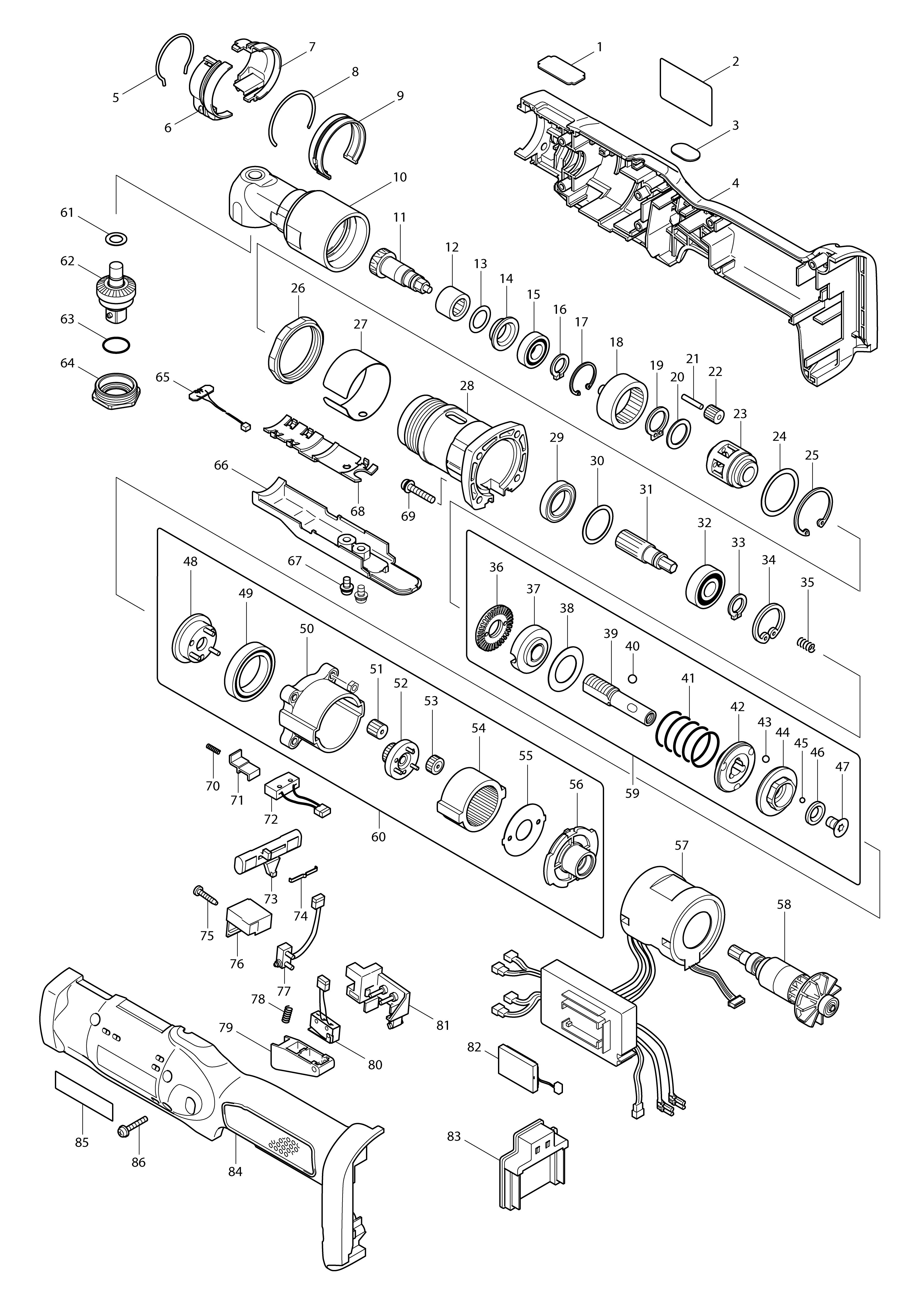 Vue éclatée Makita DFL300F#01
