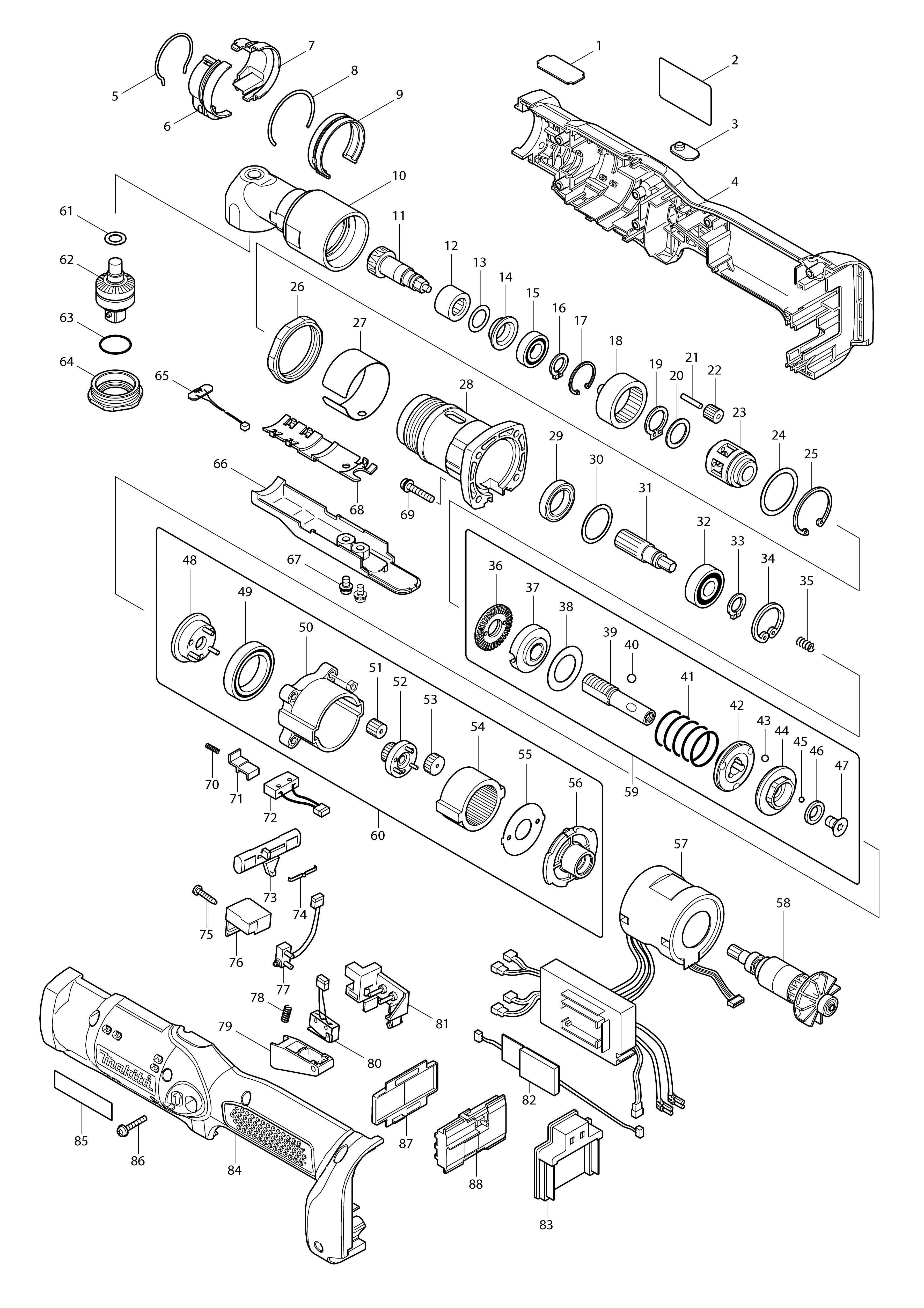 Vue éclatée Makita DFL301R#01