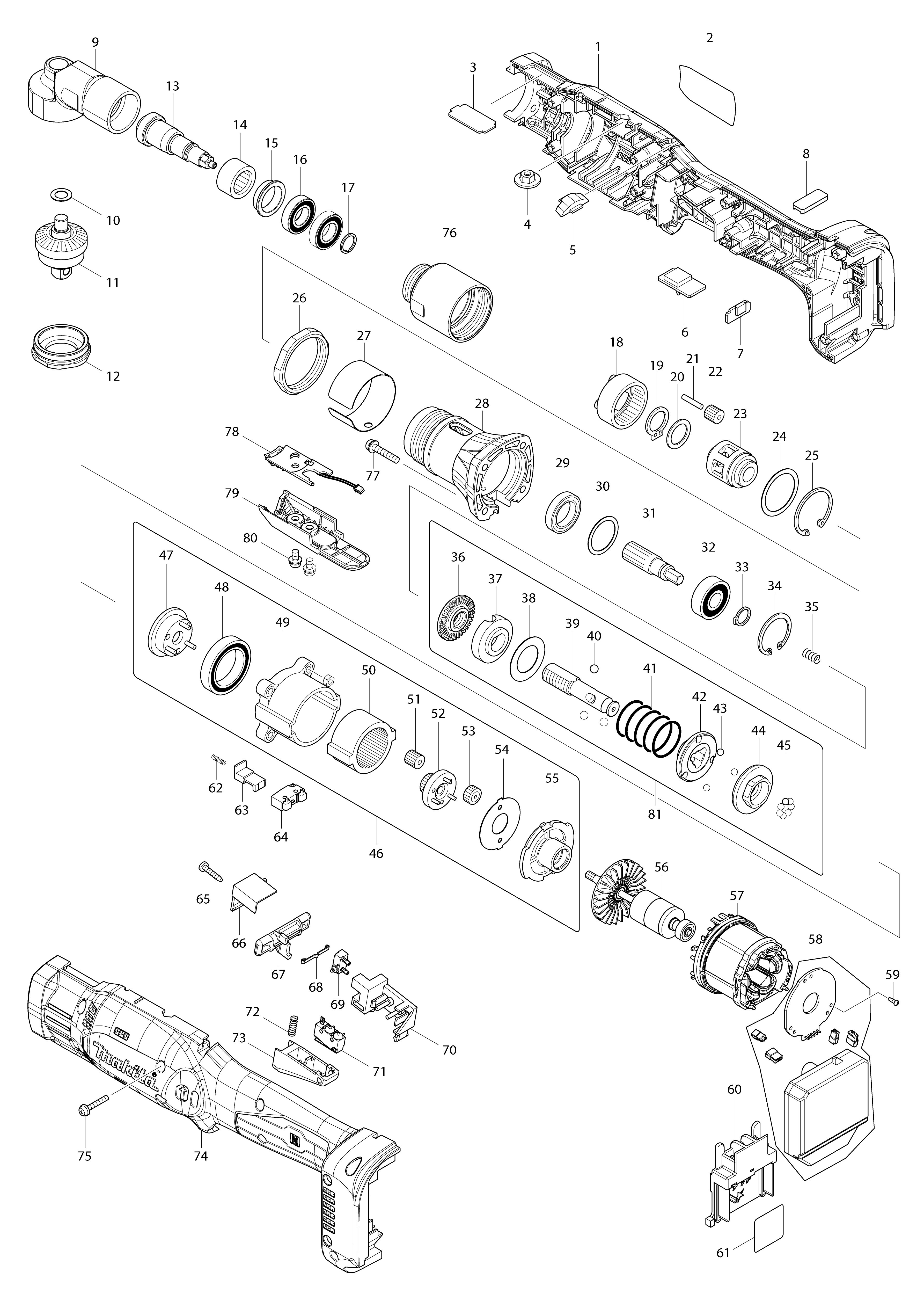 Vue éclatée Makita DFL302F#01